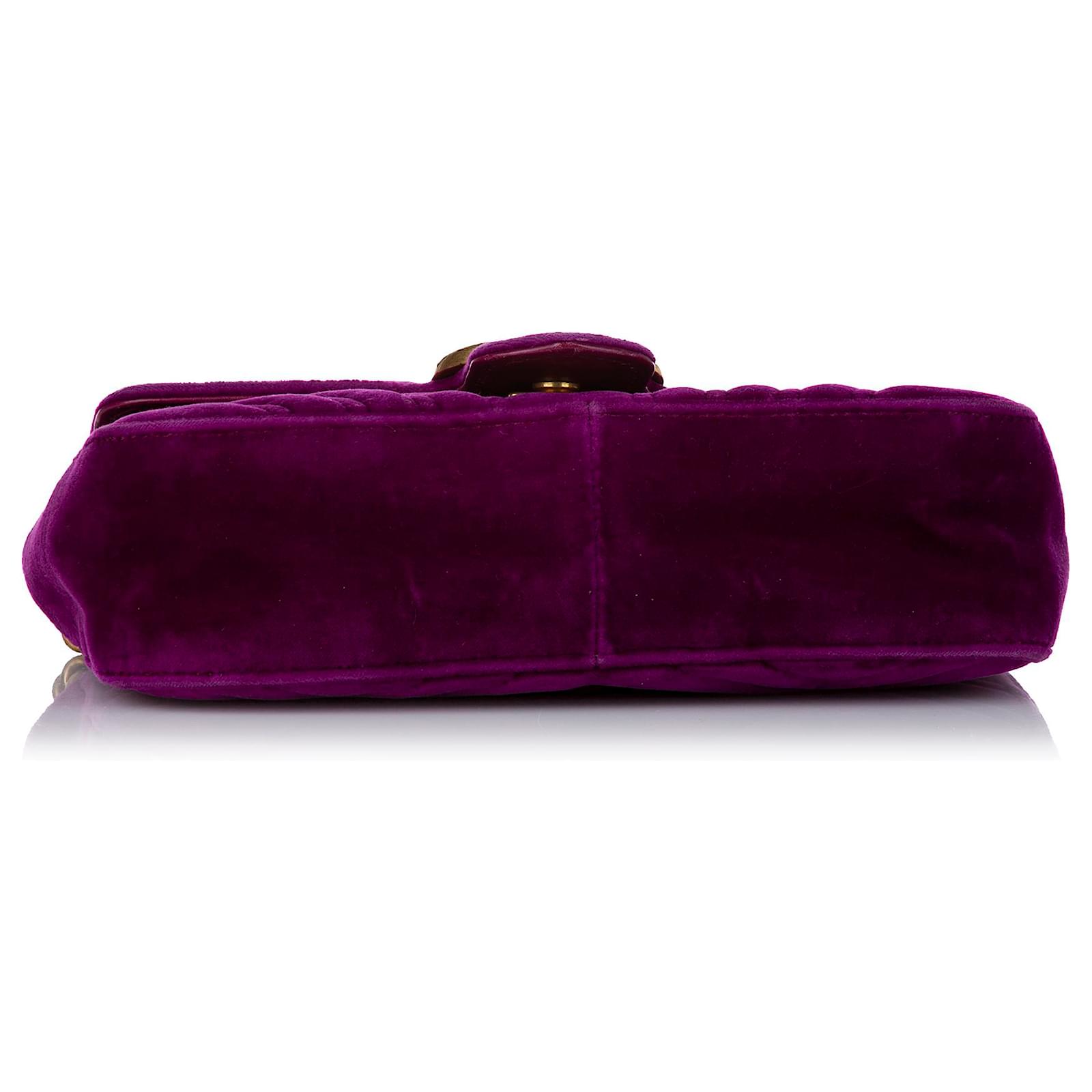 Gucci Lila GG Marmont Matelasse Samt Umhängetasche Tuch