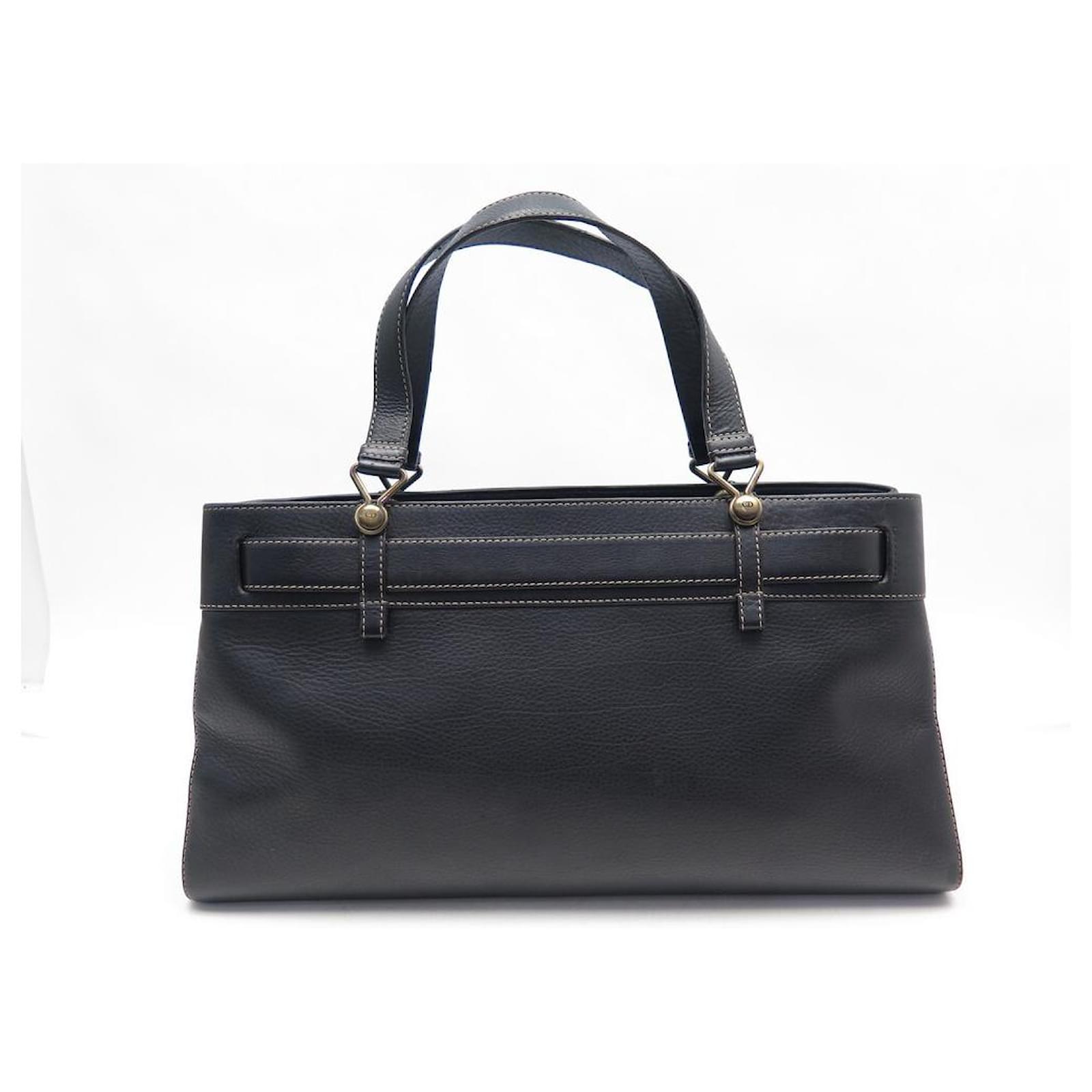 CHRISTIAN DIOR JEANS POCKET HANDBAG IN BLACK GRAINED LEATHER