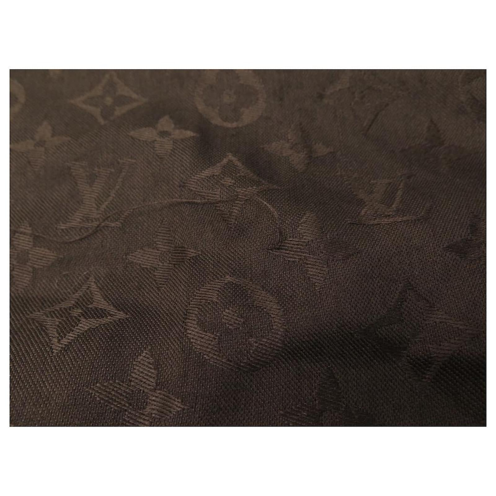 LOUIS VUITTON Cashmere Wool Monogram Scarf Black Brown 1124202