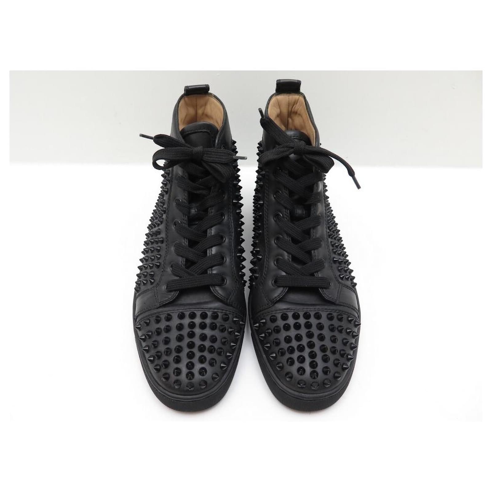 Christian Louboutin Men Louis Spikes Orlato High Top Black Croc Sneakers  Size 43