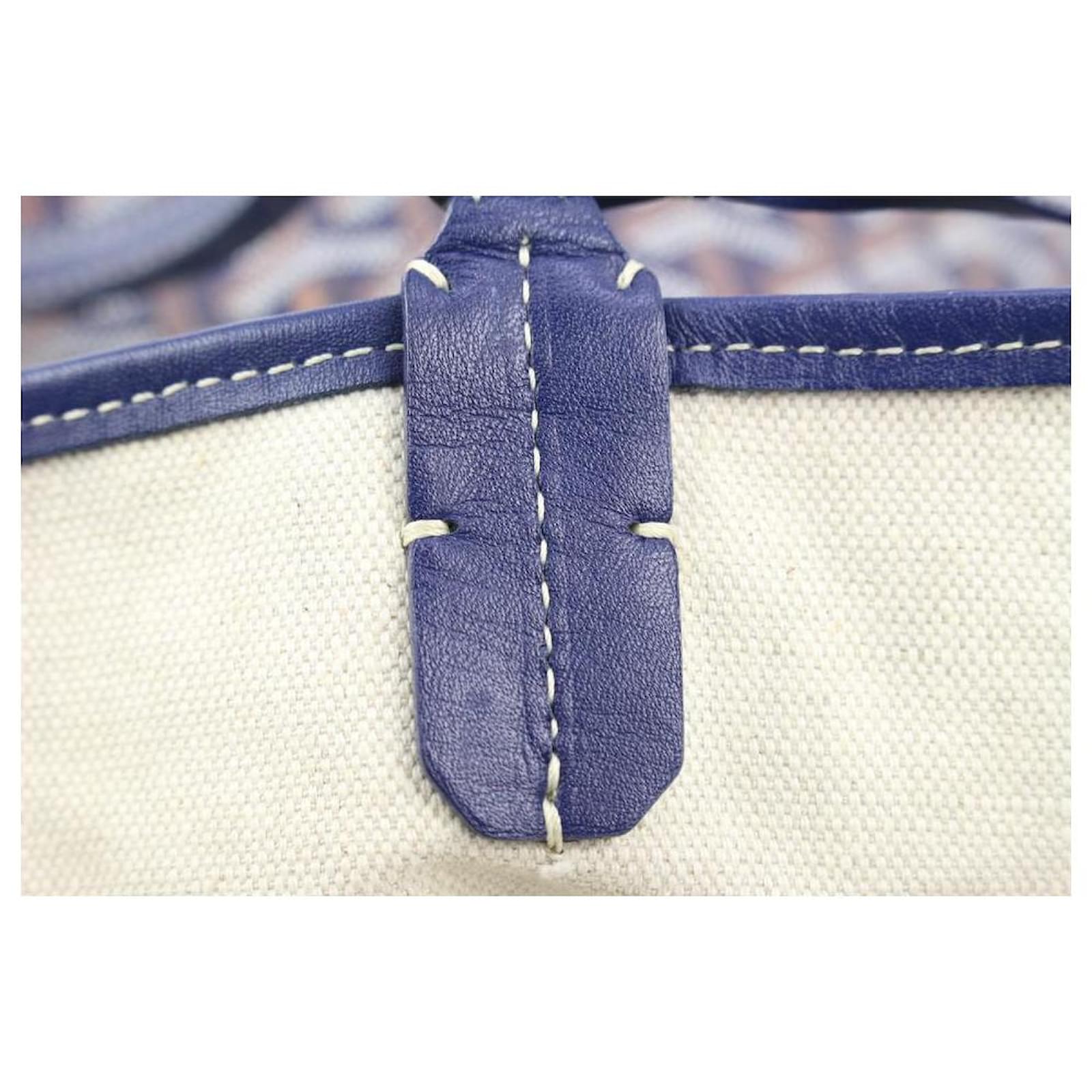 Goyard Navy Stripe Chevron St Louis PM Tote Bag with Pouch Leather  ref.505913 - Joli Closet
