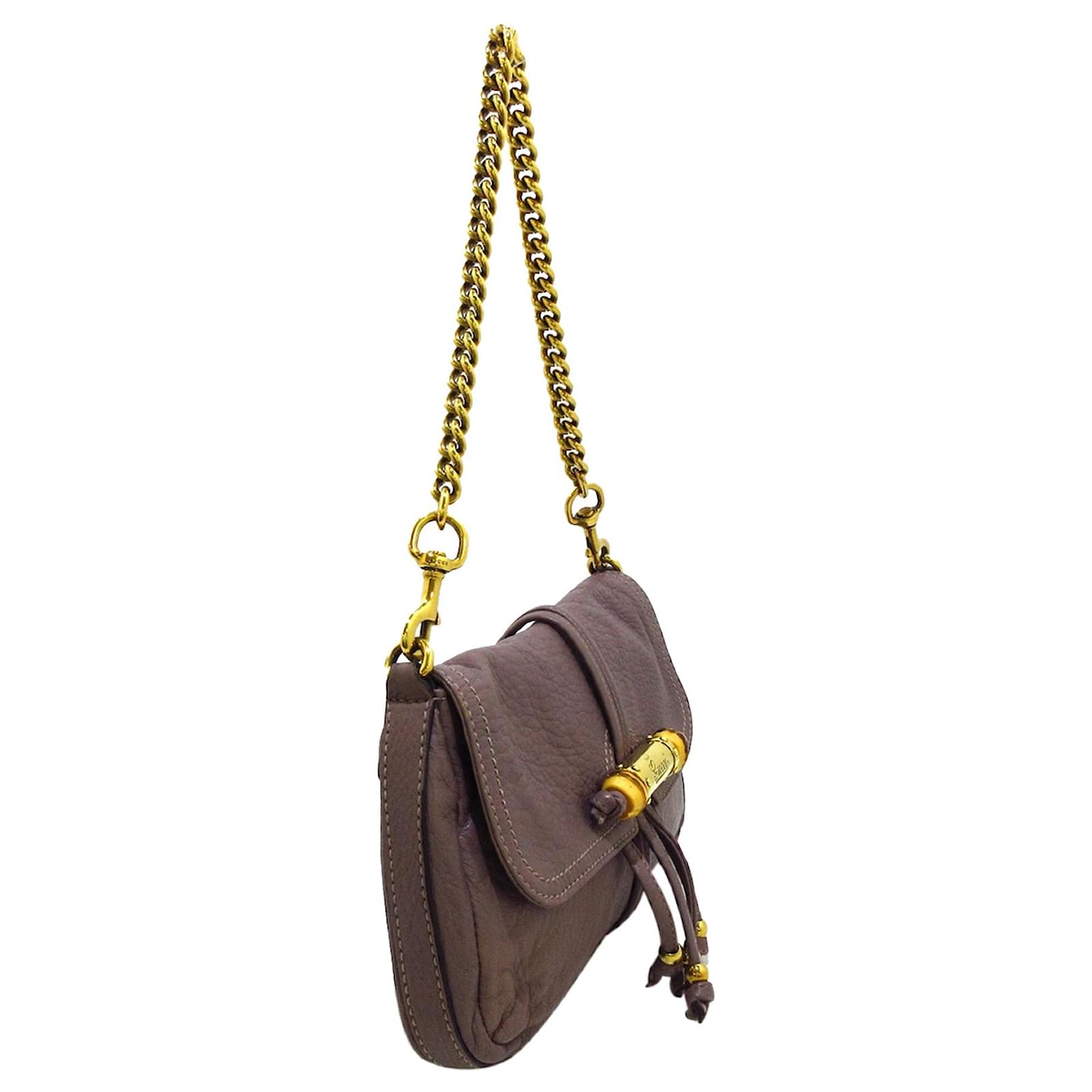 Gucci Purple Bamboo Croisette Leather Shoulder Bag Pony-style calfskin  ref.505943 - Joli Closet