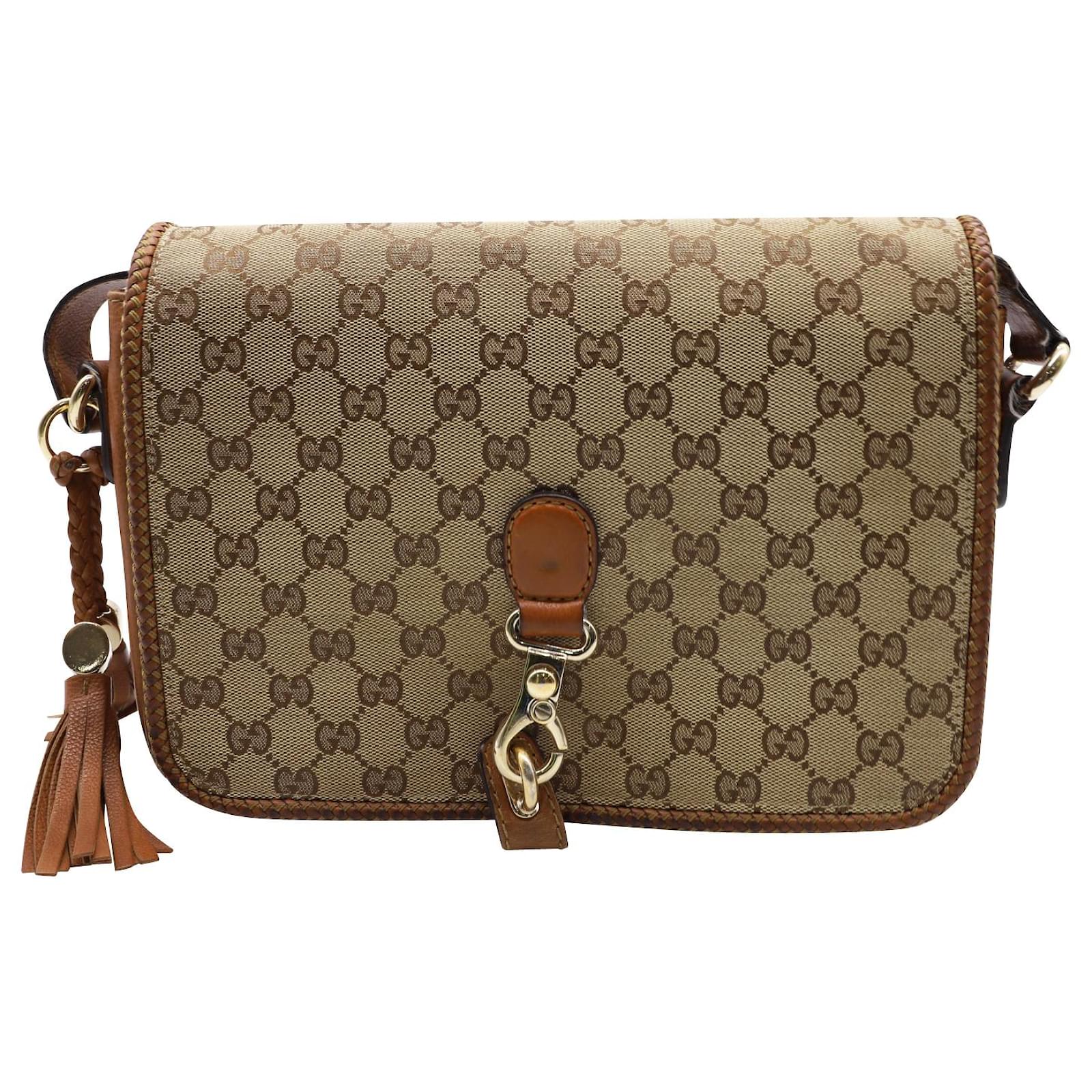 Gucci Marrakech Messenger Bag in Brown Leather Canvas ref.506558 - Joli ...