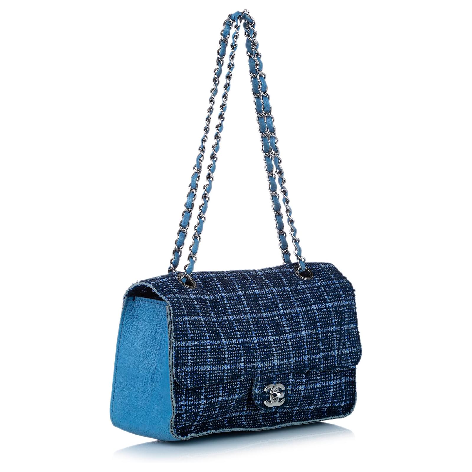 blue chanel tweed bag new