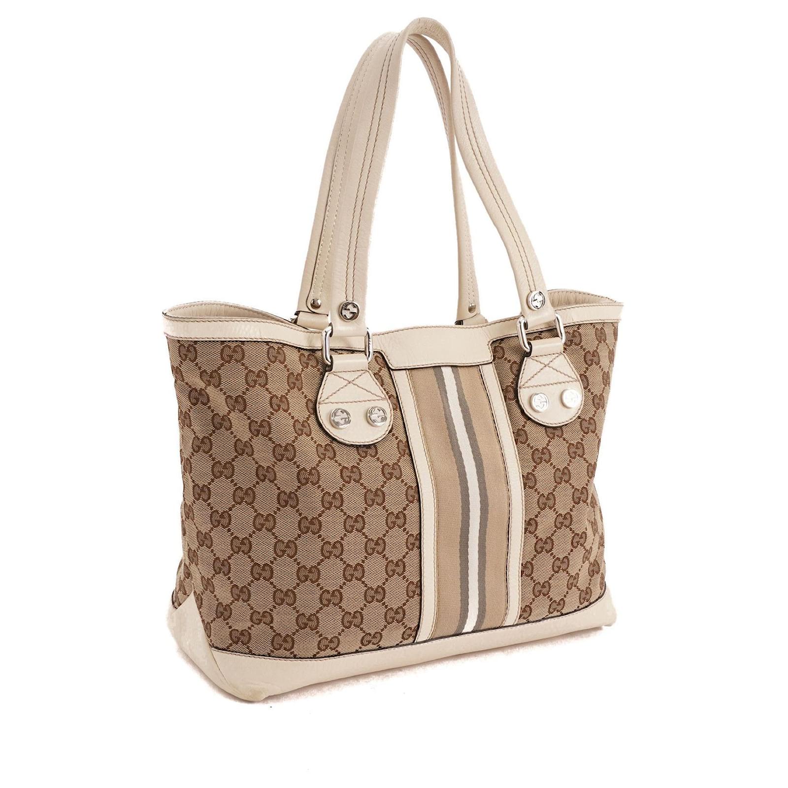 Tan Gucci Sunset Straw Tote Bag