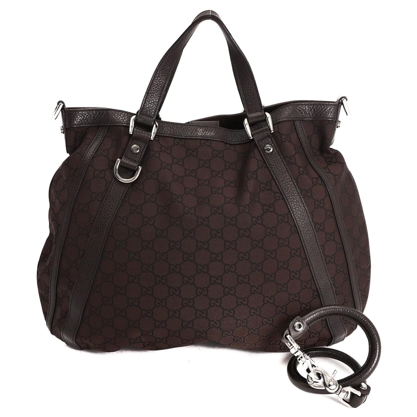 Gucci GG Nylon D-Ring Two Way Handbag Brown ref.506872 - Joli Closet