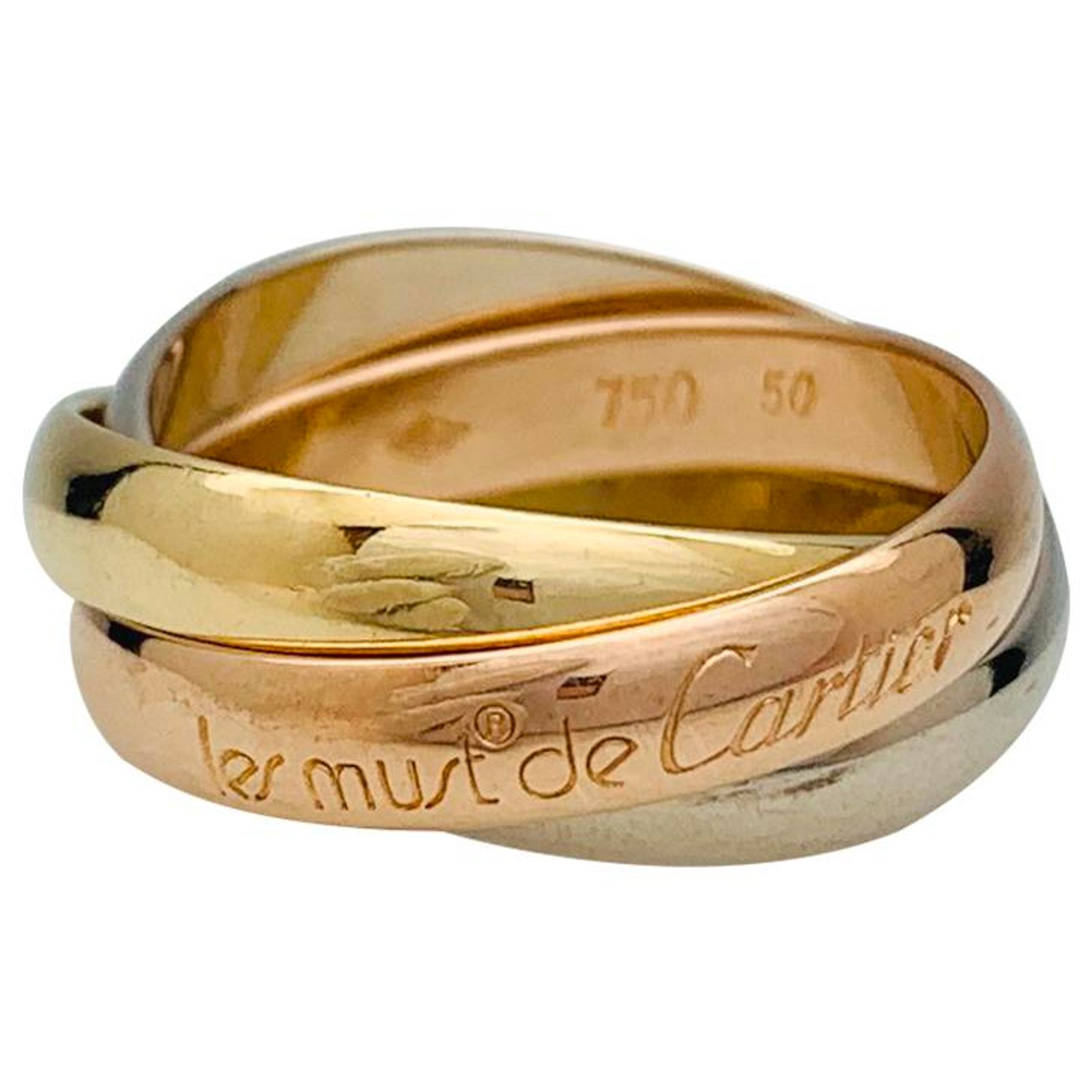 Bague 3 Anneaux Entrelacés En Or 9 Carats Jaune, Blanc Et Rose - Tailles Disponibles 50 à 60