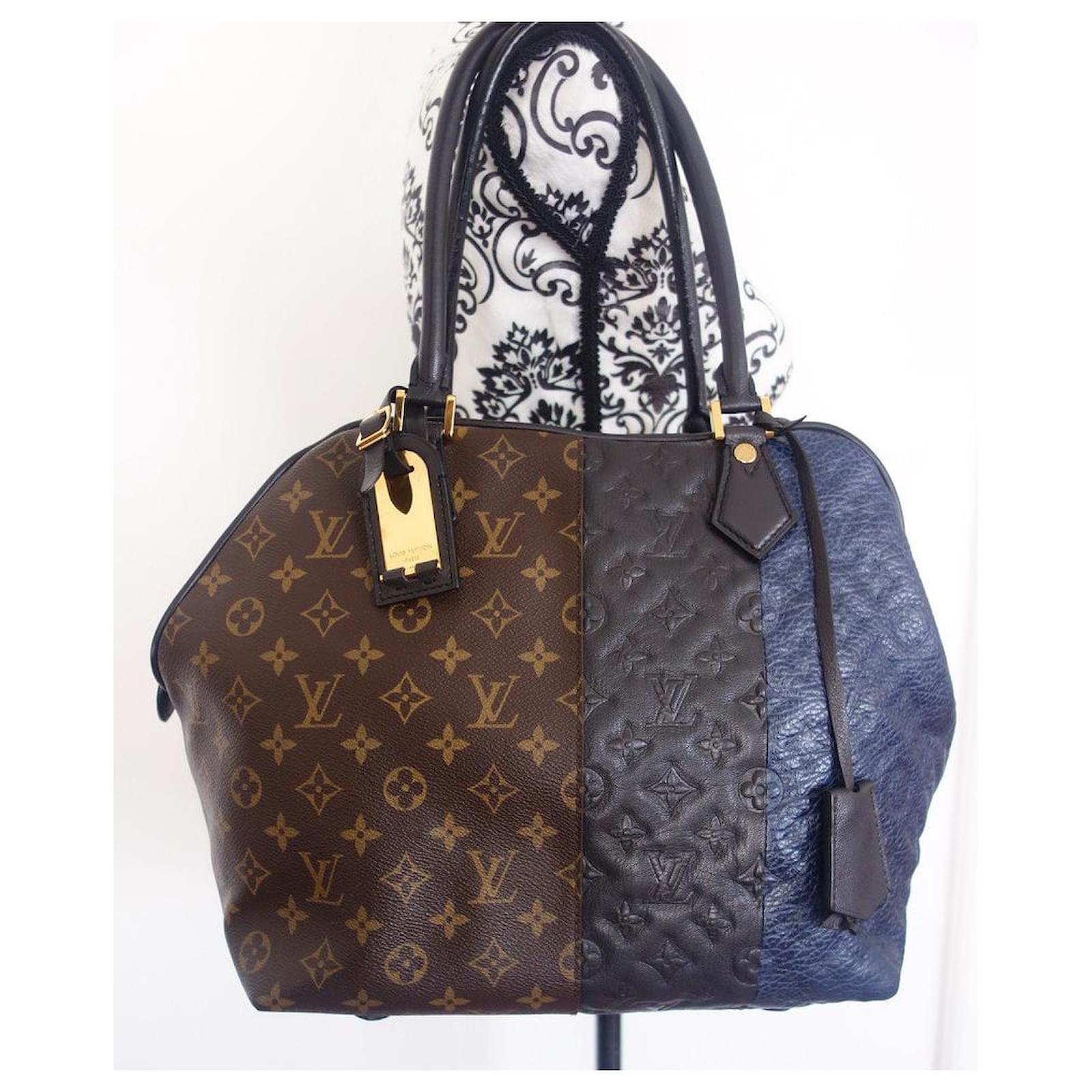 Louis Vuitton Vuitton Block bag Brown Black Blue Leather Cloth ref
