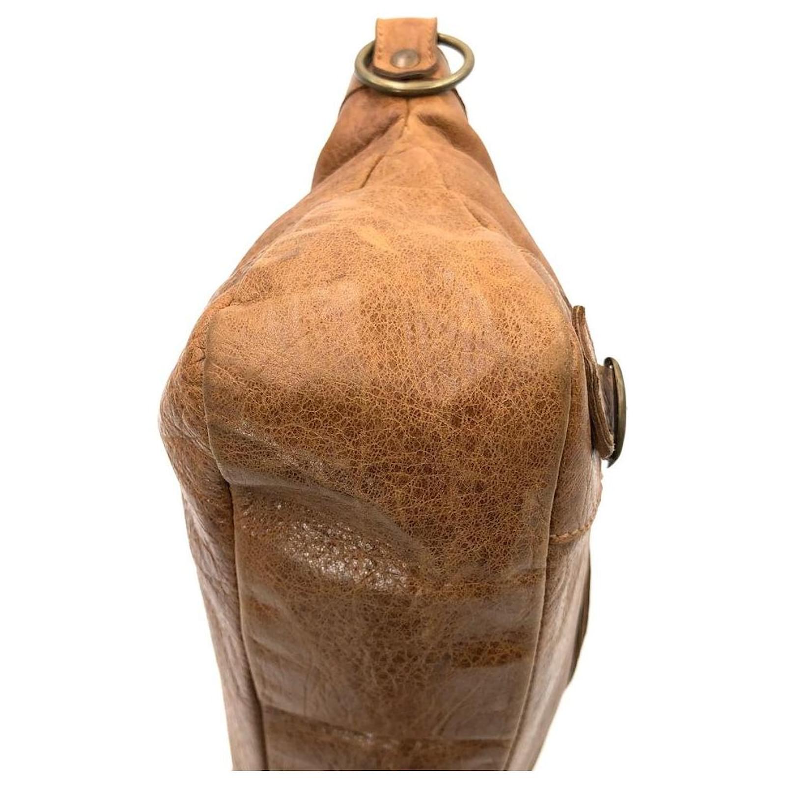 Balenciaga vintage City PM bag in cigar brown distressed leather ref.508342  - Joli Closet