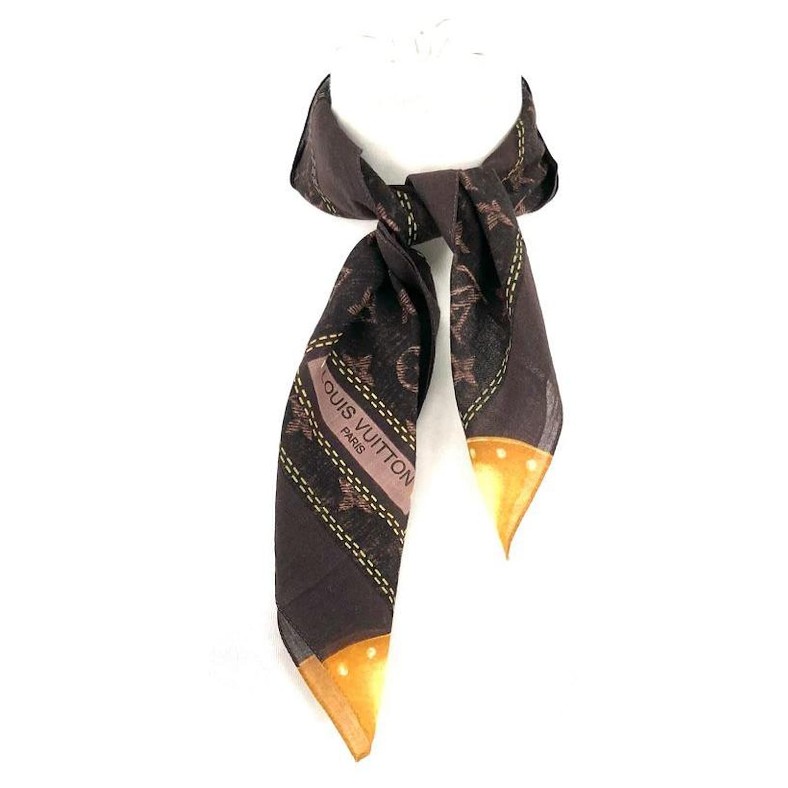 Louis Vuitton small scarf in cotton with brown monogram print ref