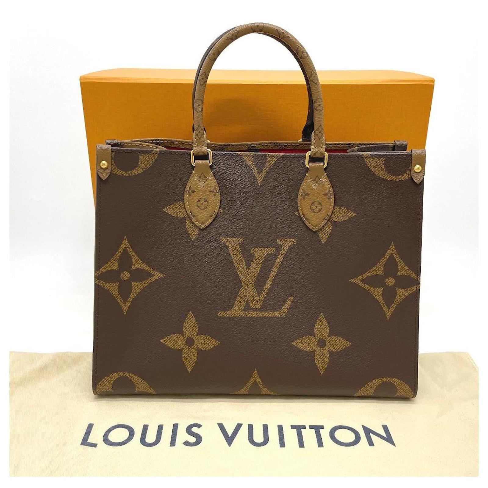 Used] LOUIS VUITTON Louis Vuitton Monogram Giant on the Go MM 2WAY Shoulder  Bag Tote Bag Monogram Canvas Brown Cloth ref.508928 - Joli Closet