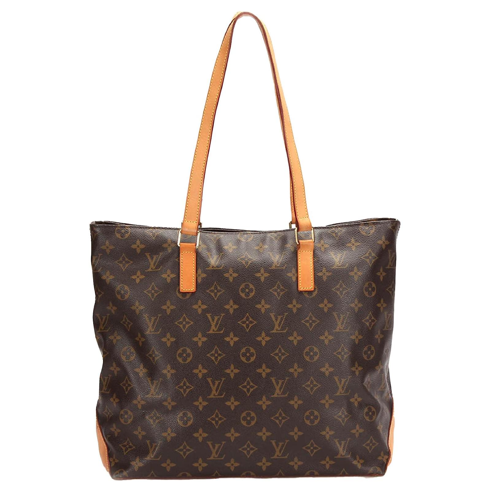 Louis Vuitton Cabas Mezzo Brown Beige Leather Cloth ref.276639 - Joli Closet