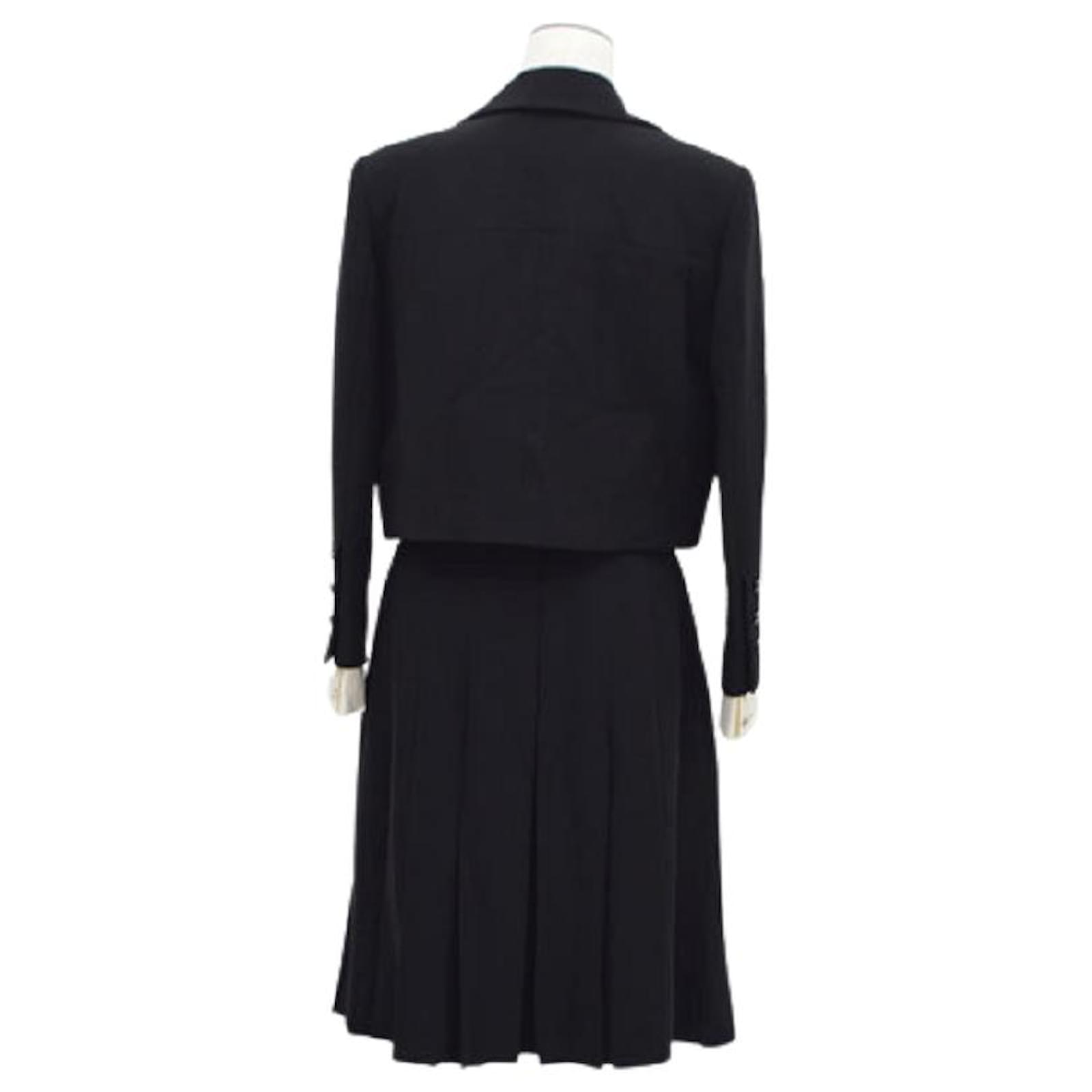 *[Used] CHANEL Setup Suit Skirt Jacket Black White Silk ref.509283 - Joli  Closet