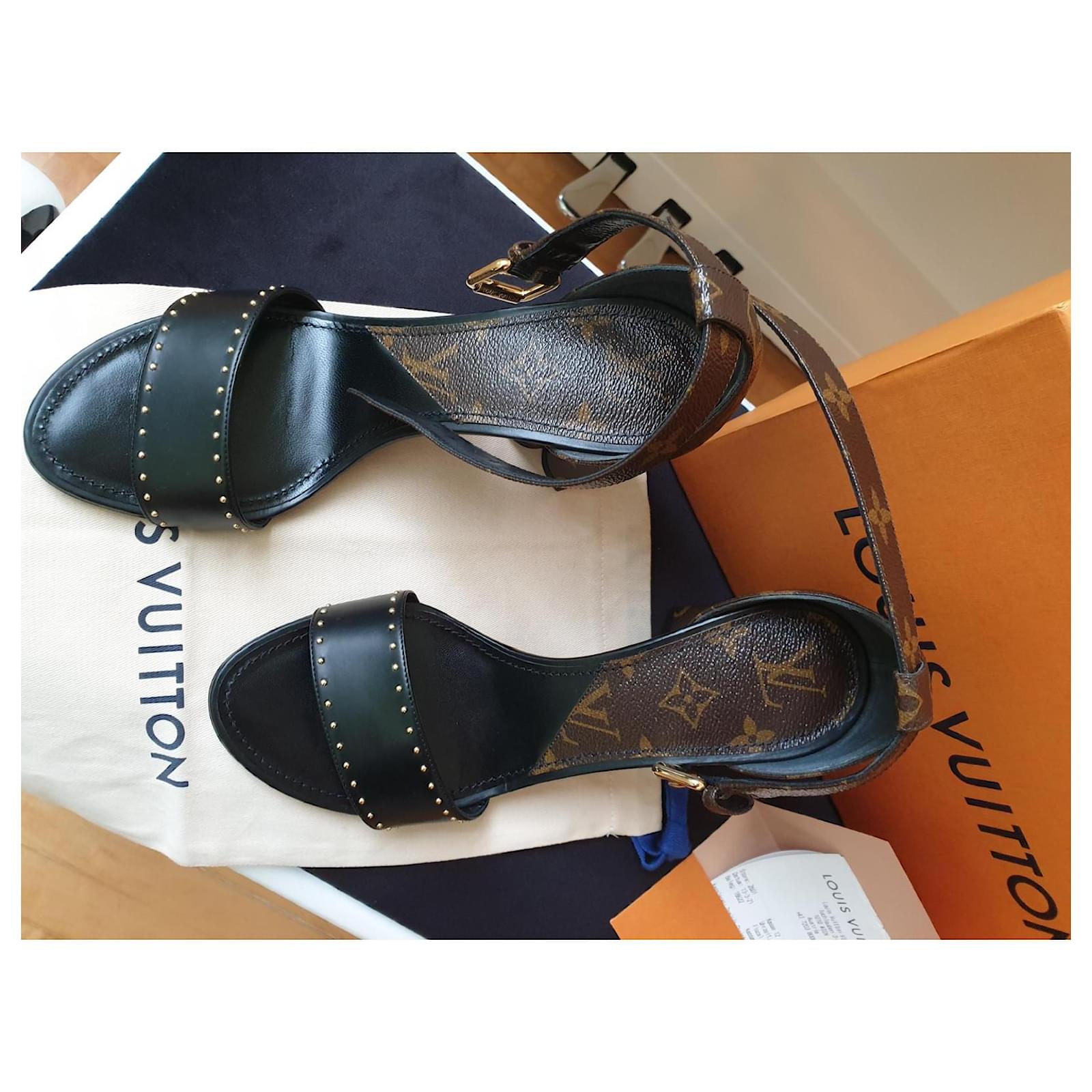 Louis Vuitton SILHOUETTE SANDAL Brown Black Leather ref.509343 - Joli Closet
