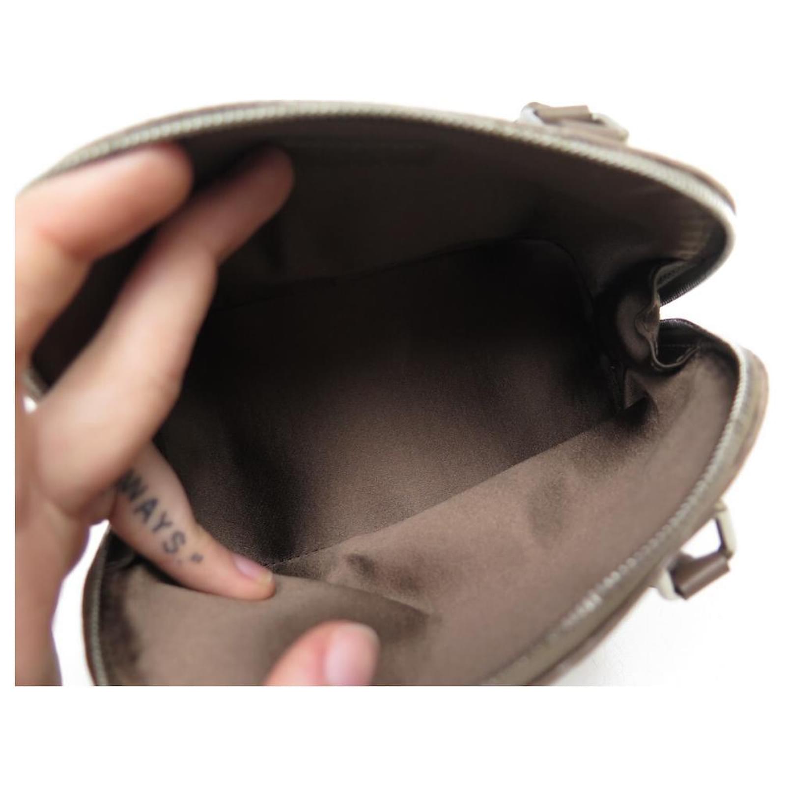 LOUIS VUITTON Monogram Satin Mini Nano ALMA BB Leather Zip Top Handbag  Purse A+