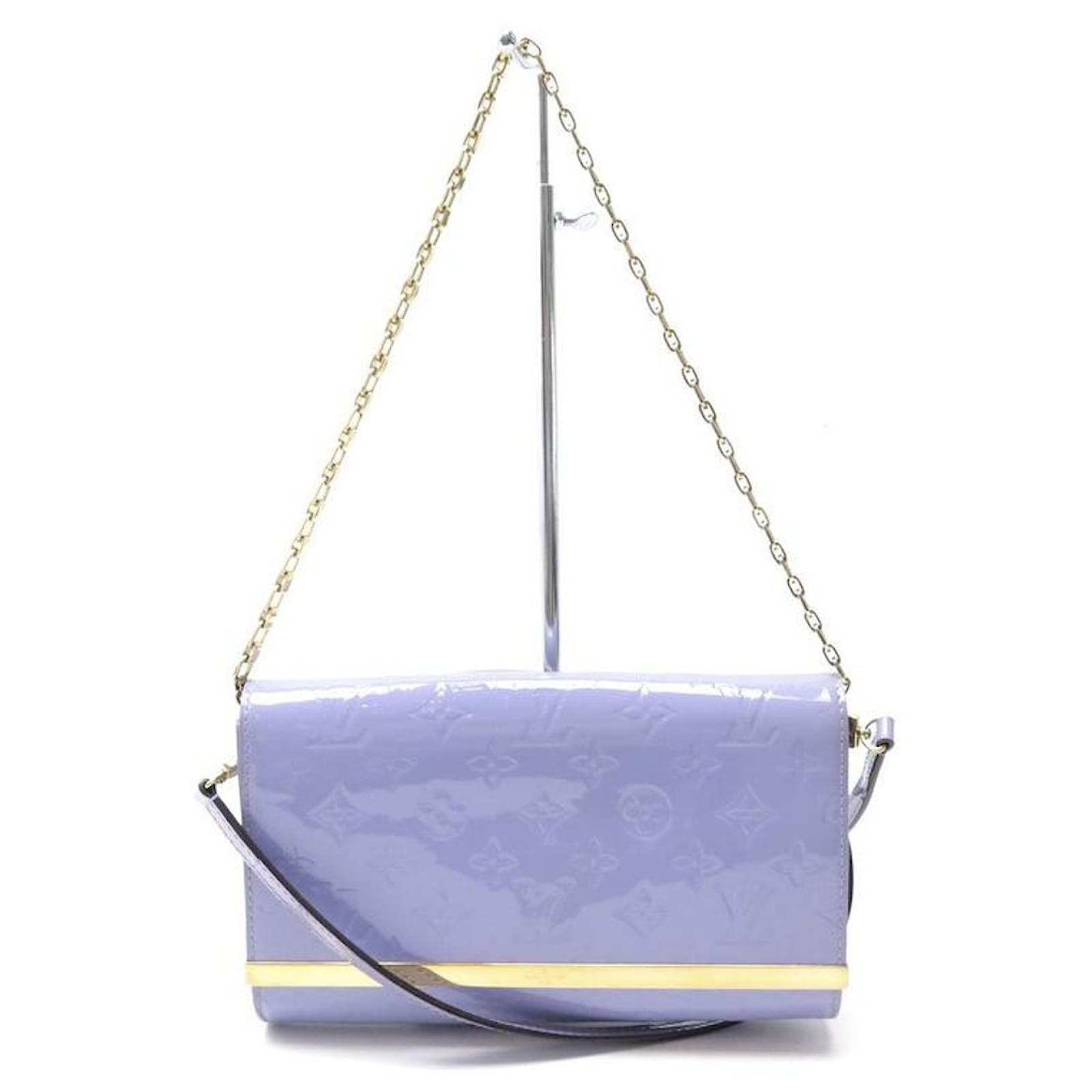 Louis Vuitton Ana Patent Leather Vernis Lilac Chain Clutch Strap