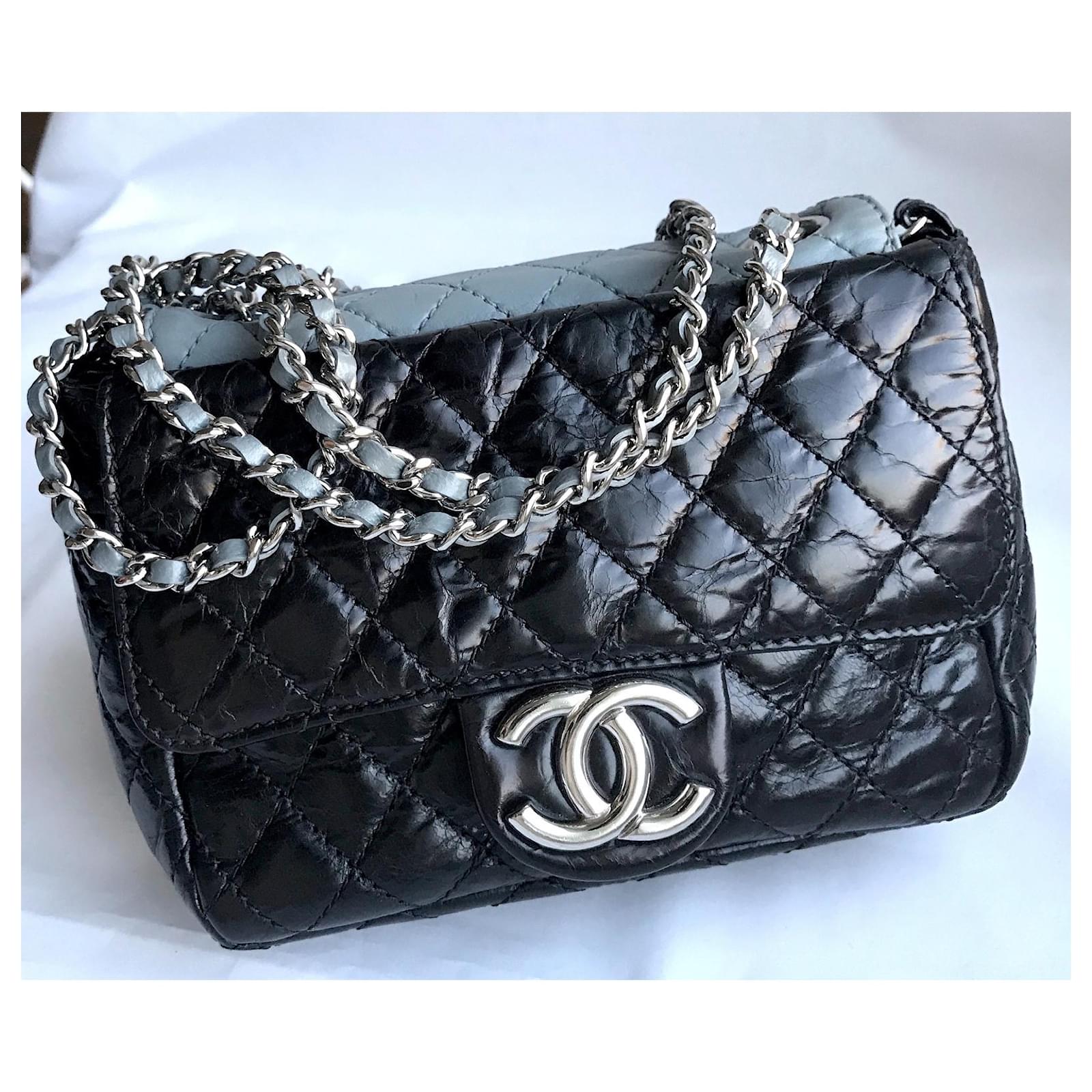 Chanel Timeless Black Crossbody Flap Bag Grey Leather ref.510416