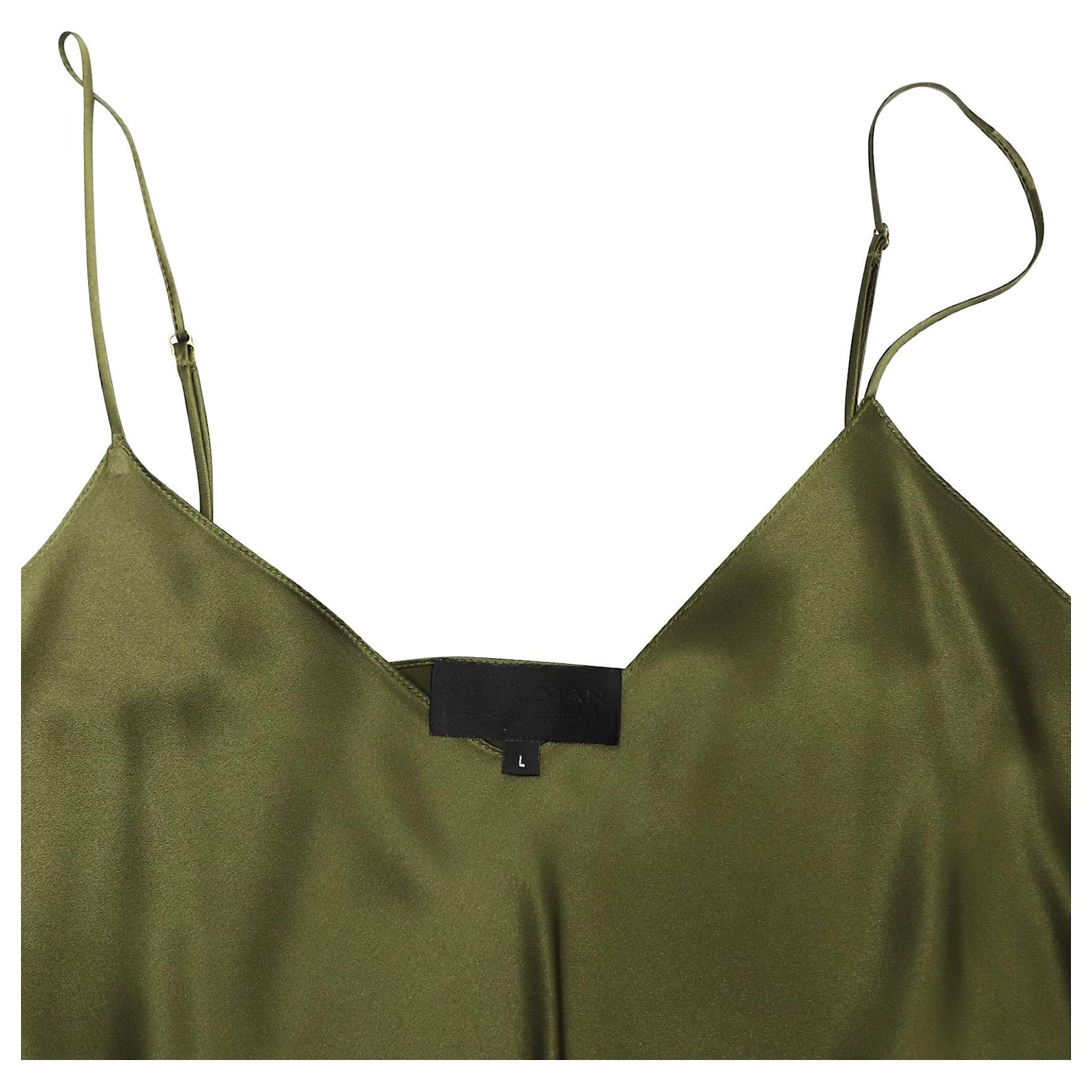 Nili Lotan Cami Slip Dress in Green Silk (Sold) - Joli Closet
