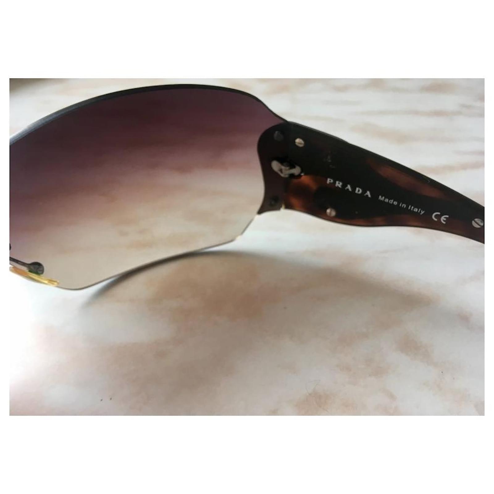 Rare Prada flame sunglasses Brown Silver hardware Metal  - Joli  Closet