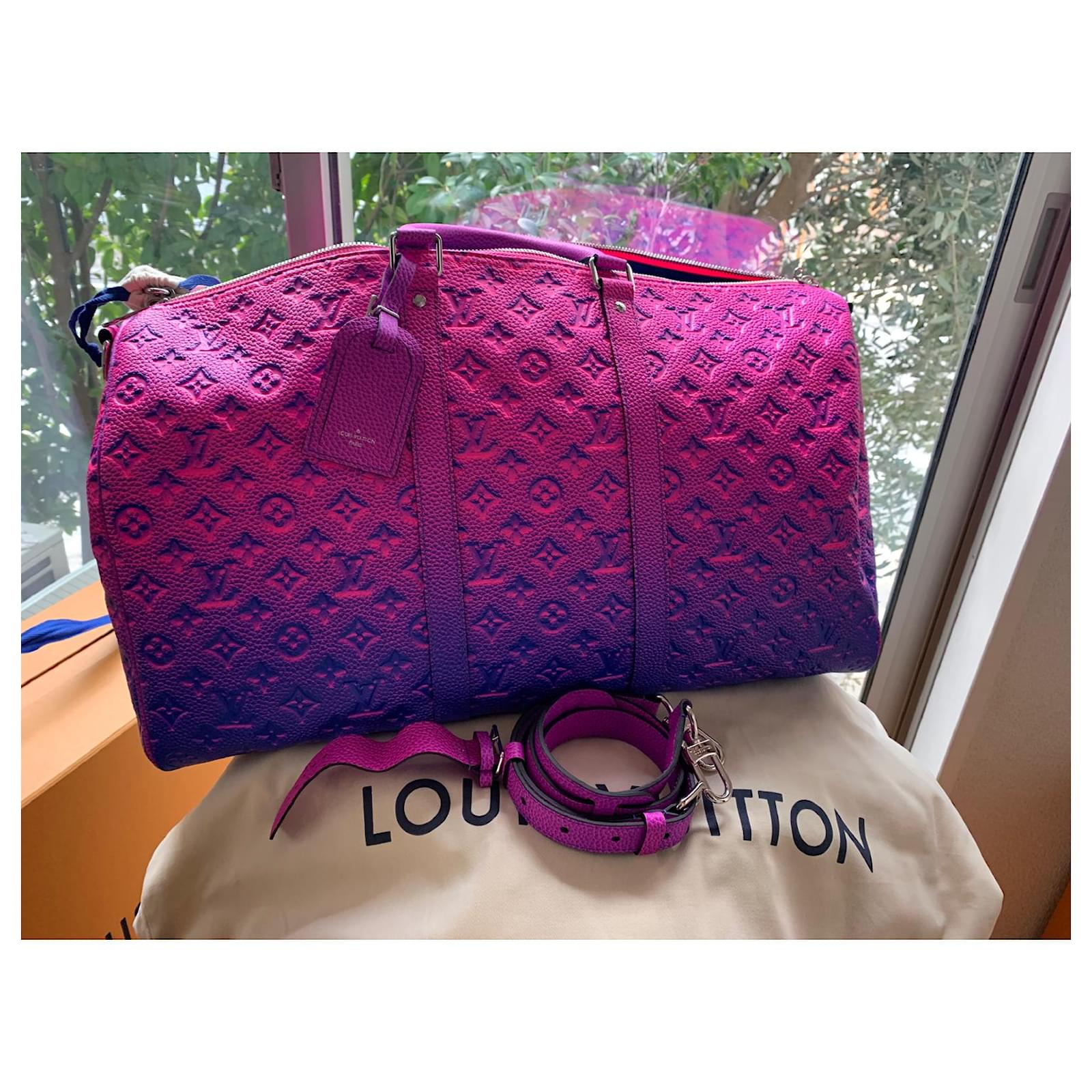 Louis Vuitton Keepall 50 Limited edition Blue Fuschia Leather ref