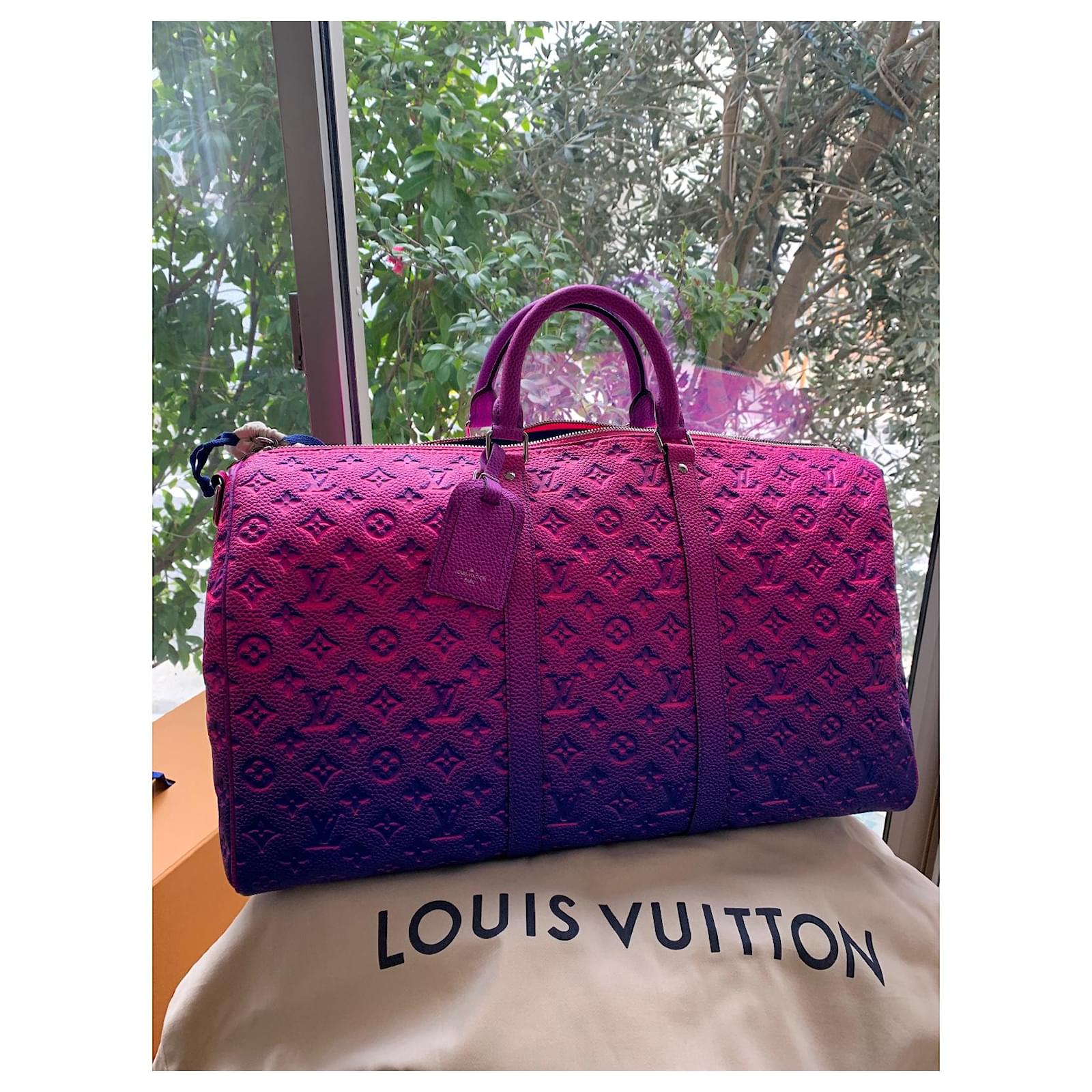 Louis Vuitton Keepall 50 Limited edition Blue Fuschia Leather ref.675379 -  Joli Closet