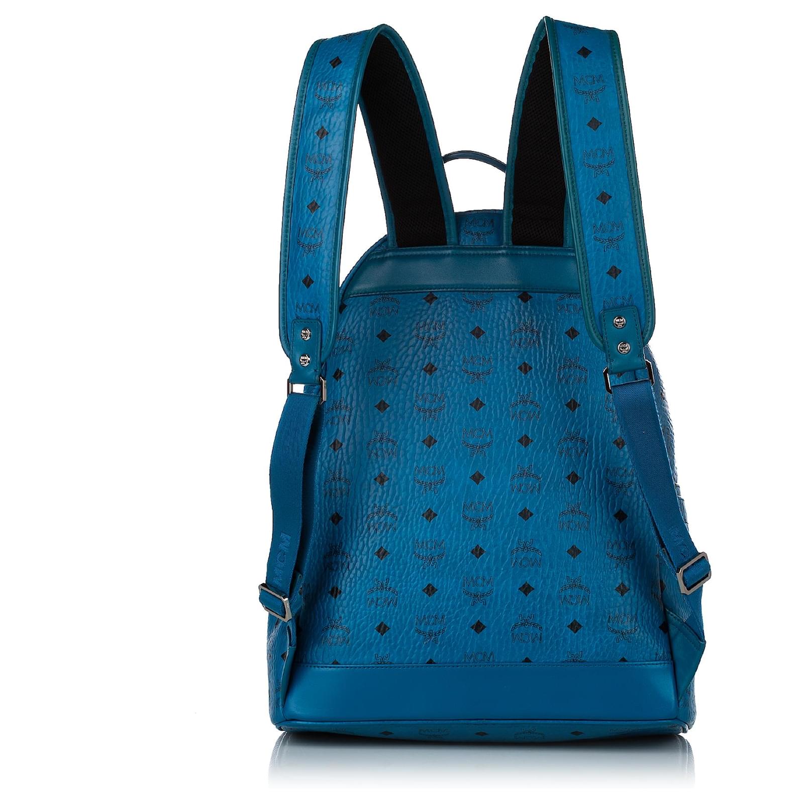 MCM Blue Visetos Stark Leather Backpack Pony-style Calfskin Ref.511234 ...