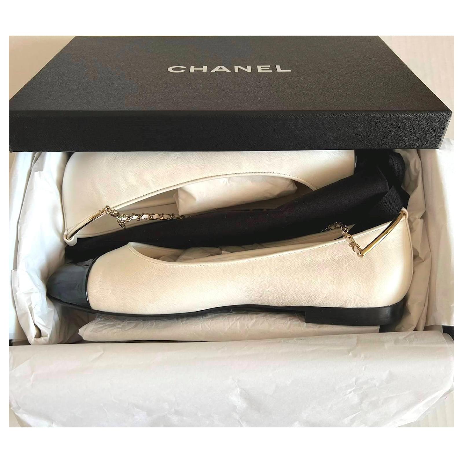 CHANEL LEATHER BALLERINA (grained calf) taille 38 / NEW & NEVER SERVED