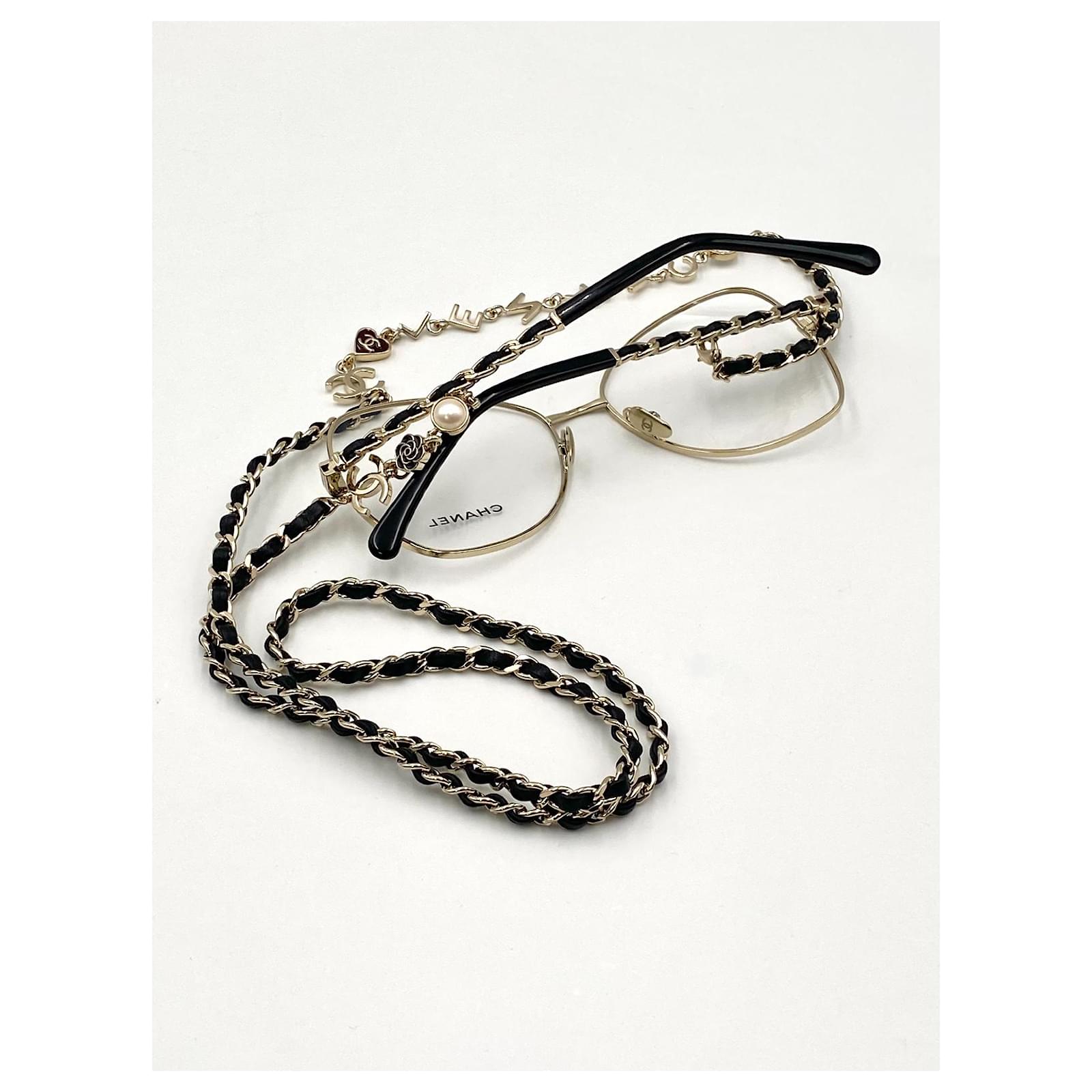 Chanel butterfly eyeglasses 2022 Nuovi Black Golden Leather Metal