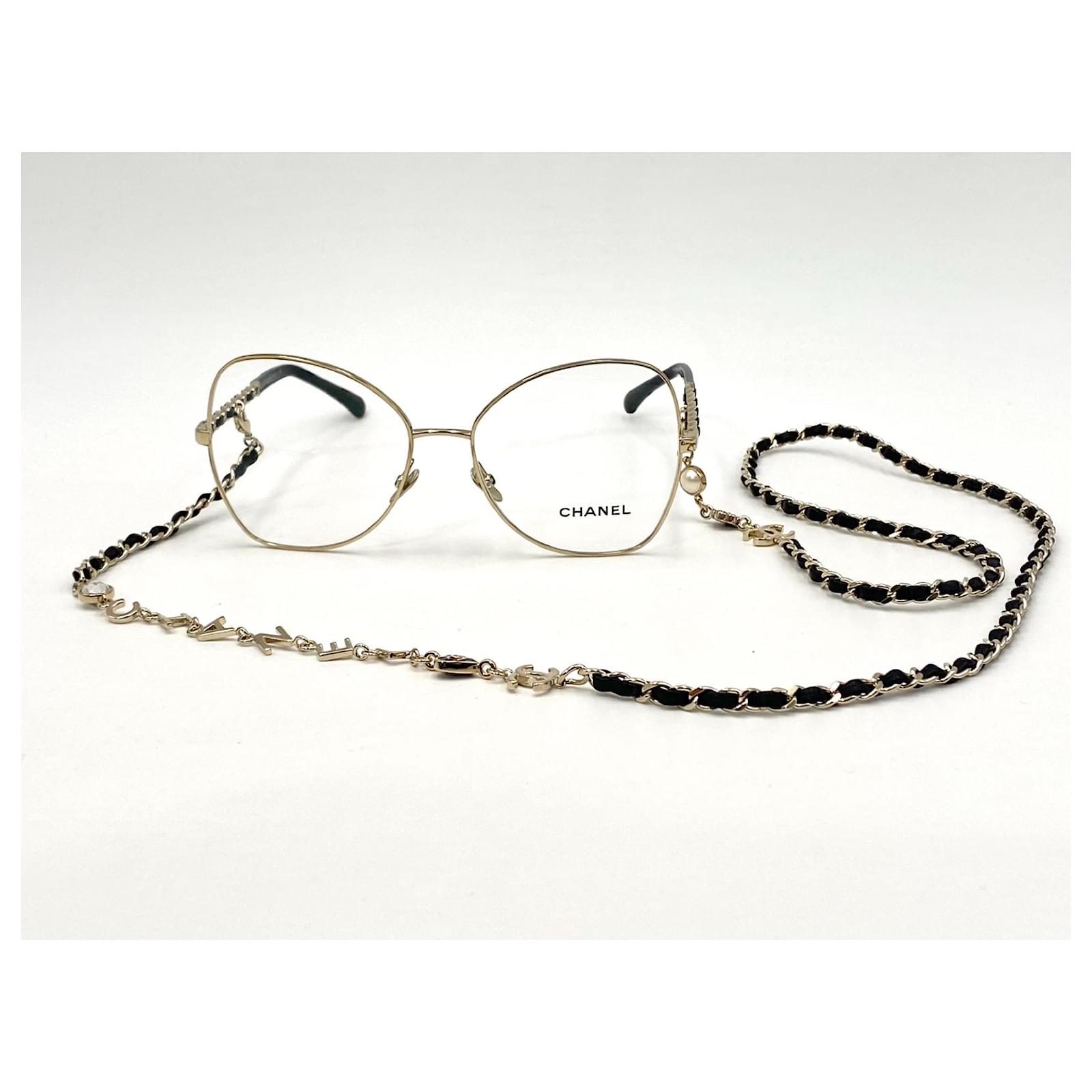 Chanel butterfly eyeglasses 2022 Nuovi Black Golden Leather Metal
