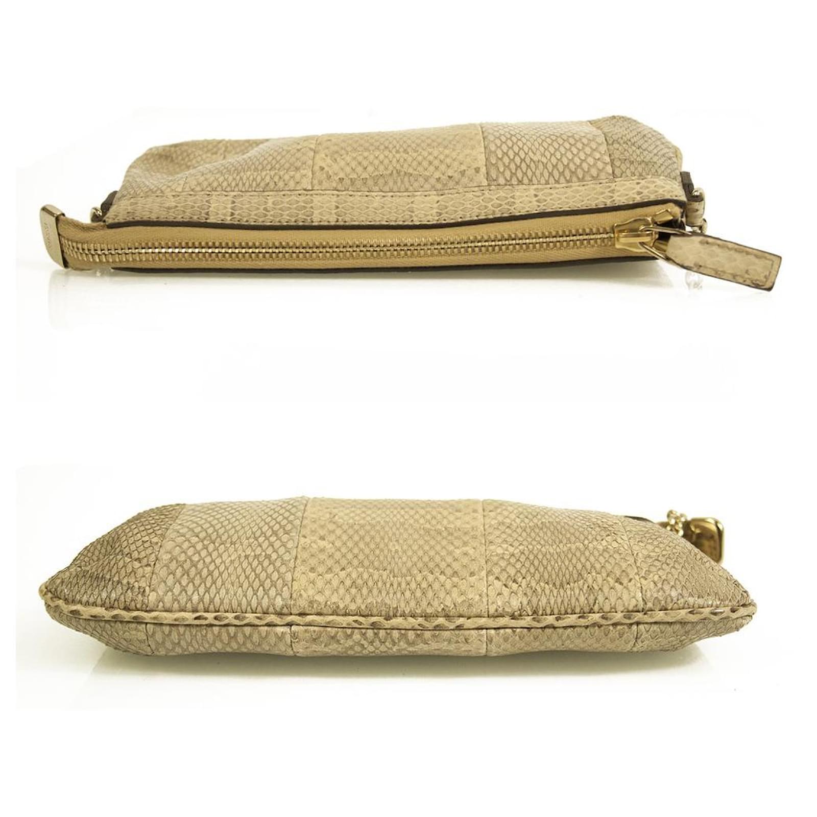 GUCCI snakeskin python bag pochette handbag shoulder bag clutch with charms  Beige ref.512569 - Joli Closet