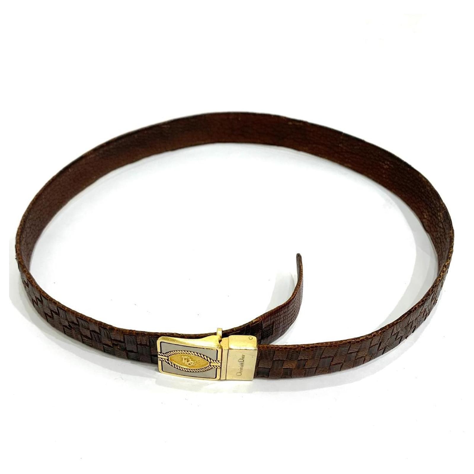 Used] Christian Dior Vintage Belt ◇ brown / brown / logo buckle