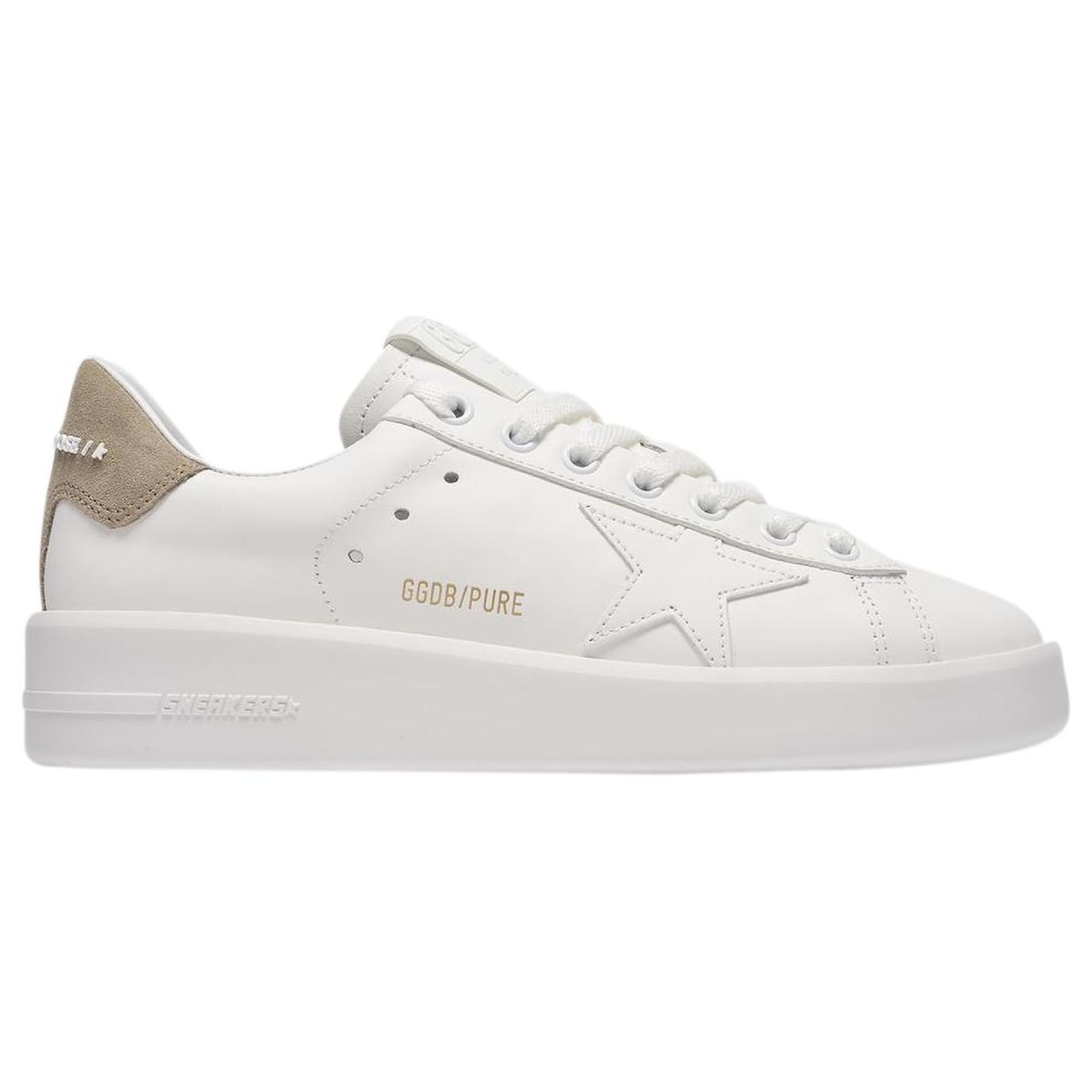 Golden Goose Pure Star Baskets in White and Taupe Leather ref.512759 ...