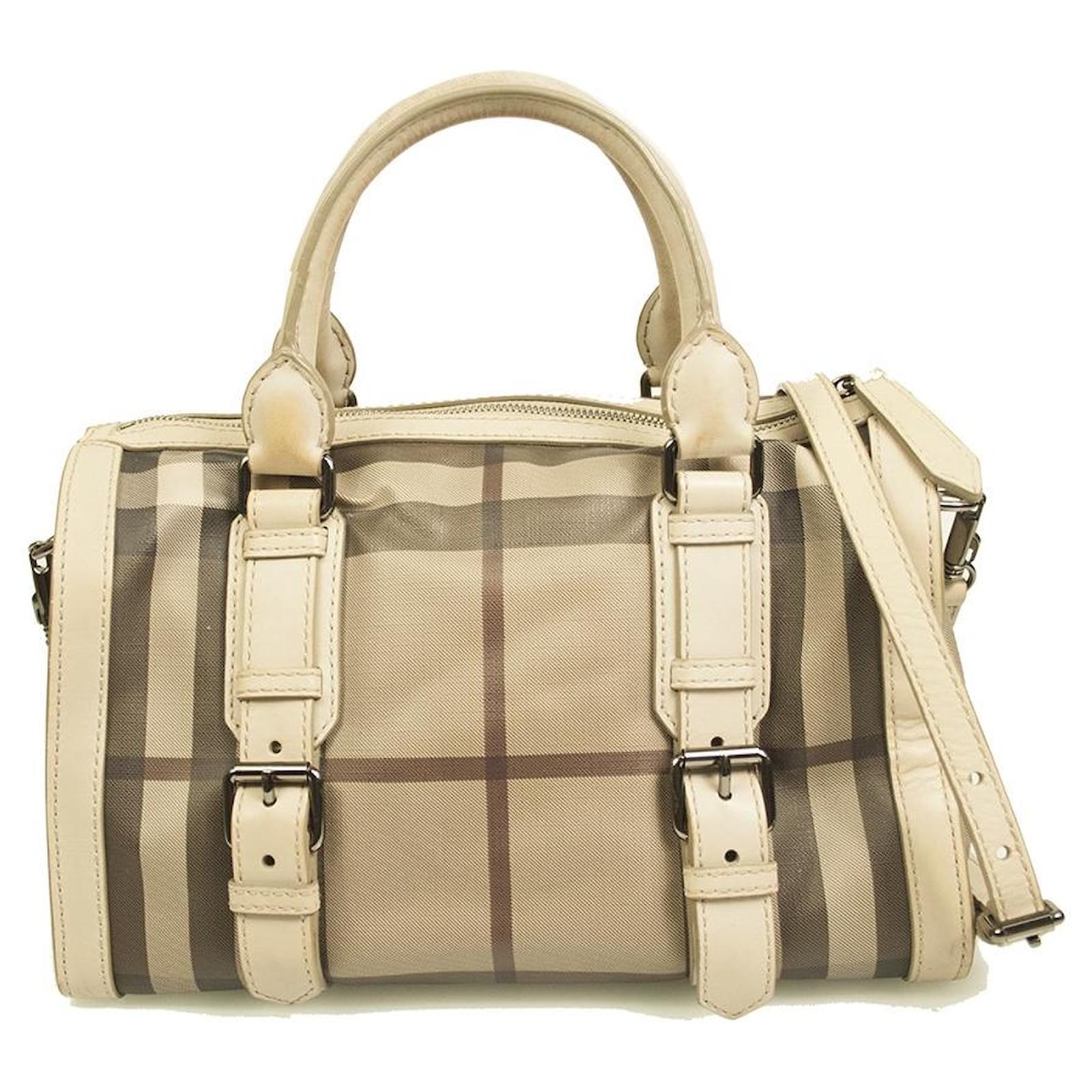 Burberry Speedy check canvas & leather satchel handbag shoulder bag extra  strap Beige ref.513005 - Joli Closet