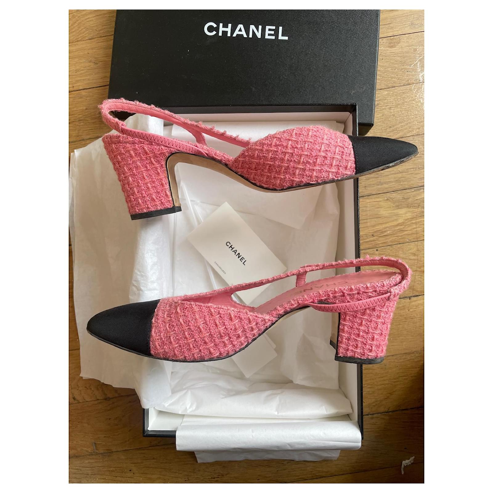Chanel Slingback Rosa Tweed ref.513014 - Joli Closet