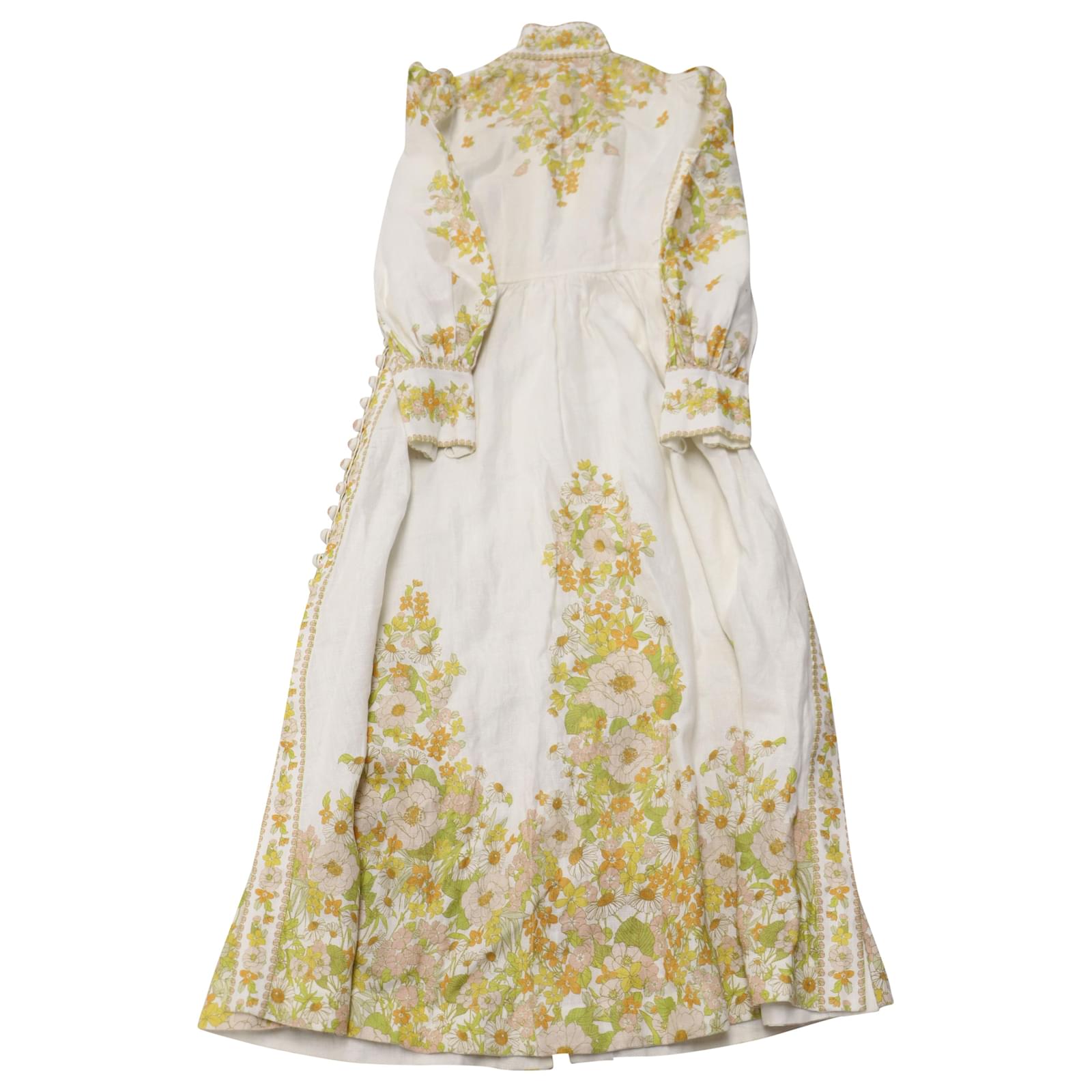 Zimmermann Super Eight Tubular Belted Button-Detailed Floral Maxi Dress in  White Linen ref.JC513869 (Sold) - Joli Closet