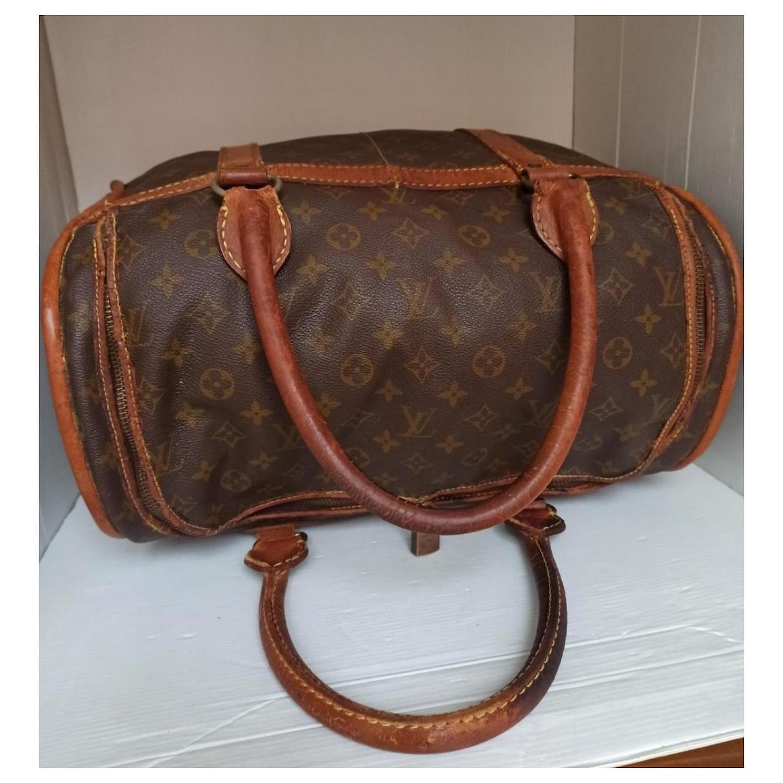 Louis Vuitton Sac Chaussures Travel bag Brown Leather Cloth ref.514566 -  Joli Closet