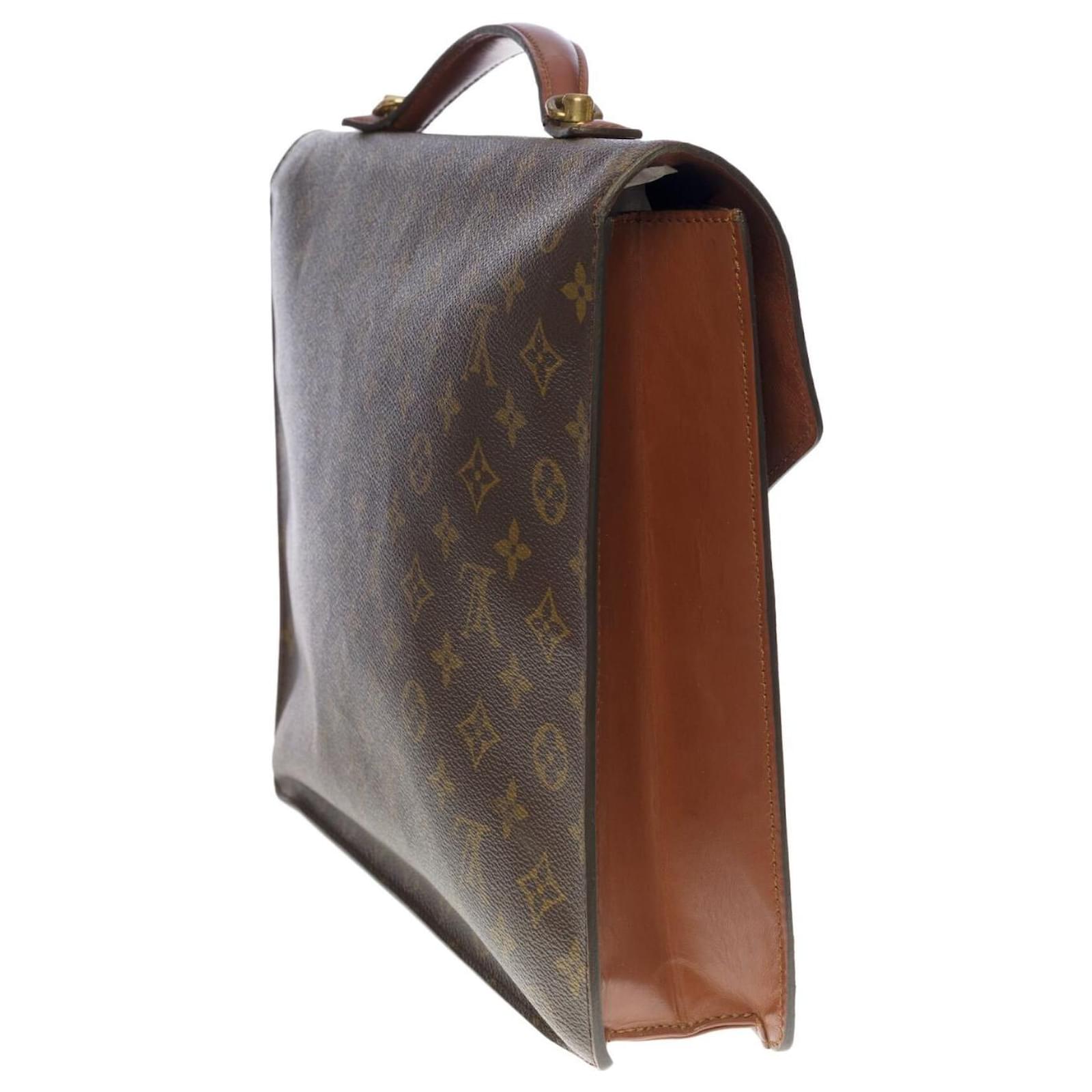 Porta-documentos Louis Vuitton Robusto en lona Monogram marrón y cuero  natural