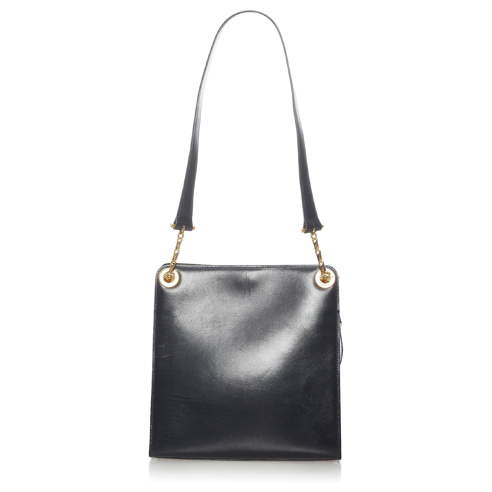 Céline Celine Black Leather Shoulder Bag Pony-style calfskin ref.514909 ...