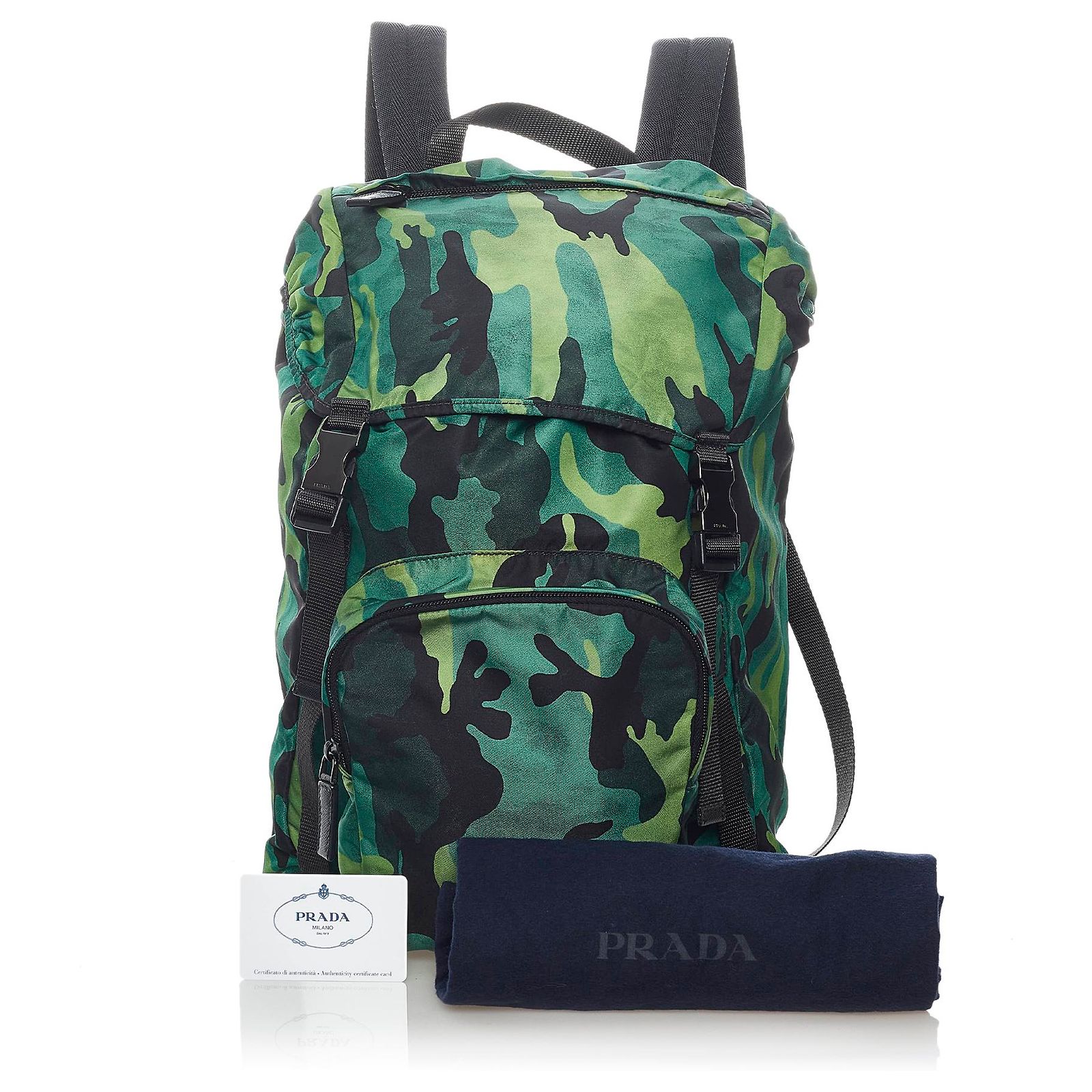 Zaino Prada Camouflage Tessuto Verde Multicolore Pelle Vitello simile a un  vitello Nylon Panno ref.515004 - Joli Closet