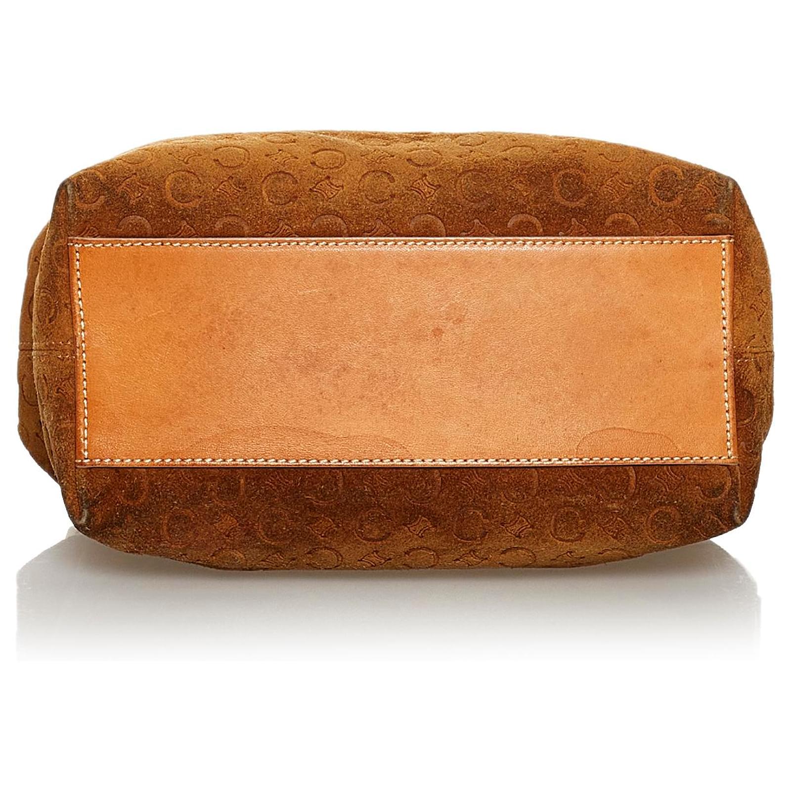 Céline Celine Brown C Macadam Suede Shoulder Bag Leather