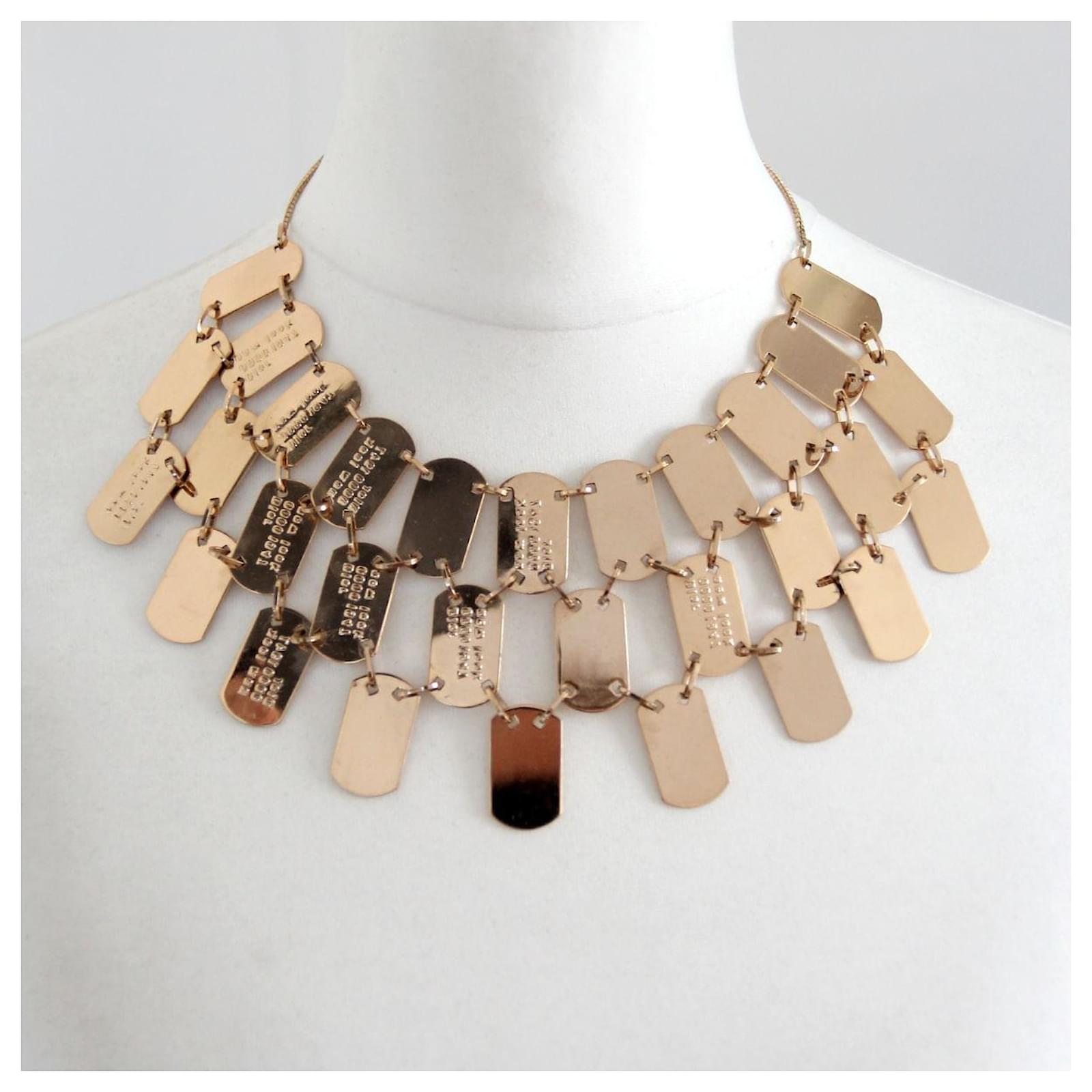 Christian Dior by John Galliano 1998 Logo Dog Tag Collier Golden