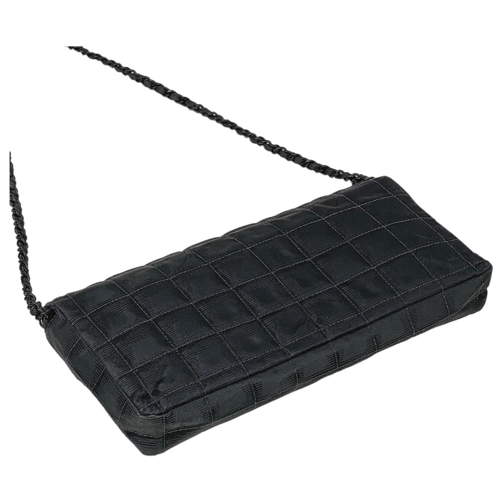 *[Used] Chanel New Travel Line Chain Shoulder Bag Chocolate Bar Coco Mark  CC Shoulder Bag Nylon Jaguar Black