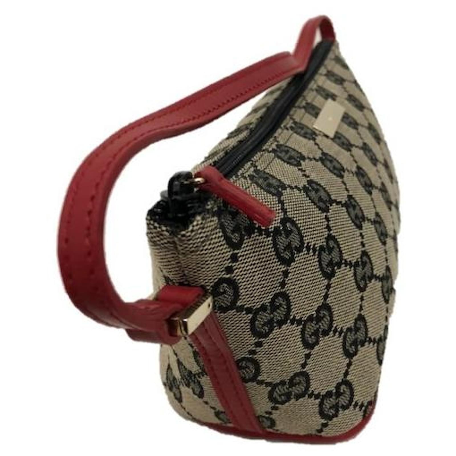 Gucci GG Canvas Boat Bag Black Red Leather Cloth ref.516181 - Joli Closet
