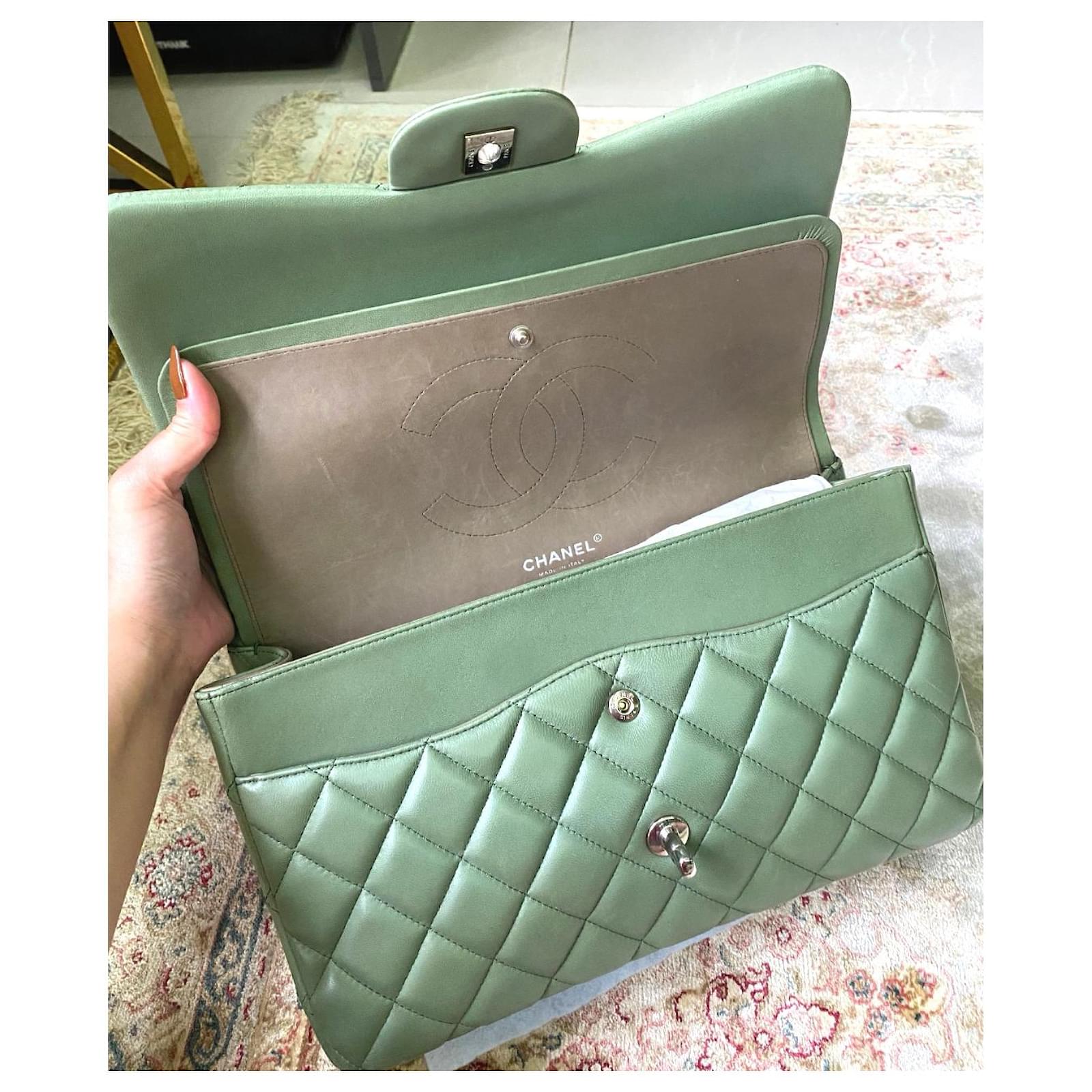 chanel purse green leather