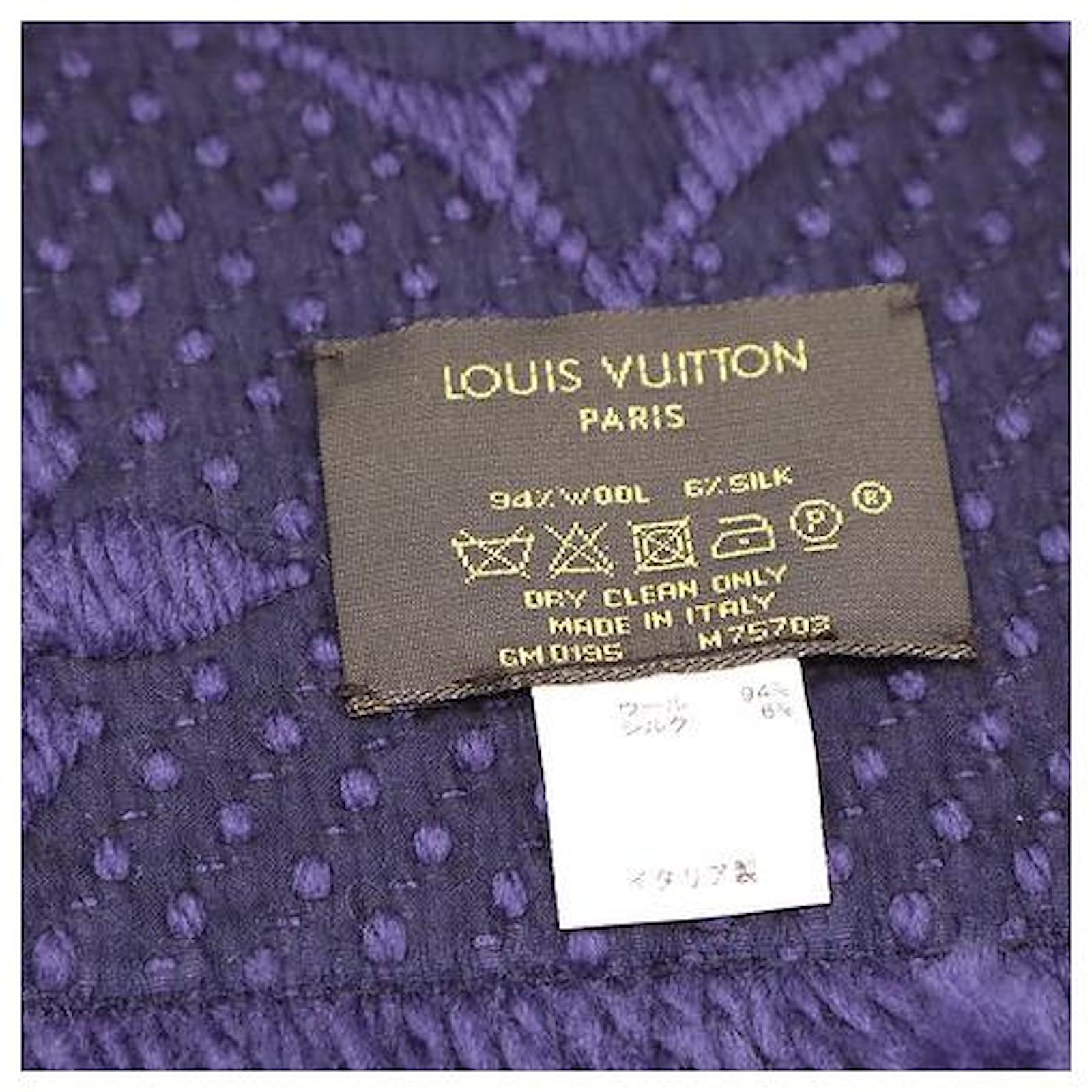 Louis Vuitton, Accessories, Purple 4592 Lv Monogram Logomania 94 Wool 6  Silk Scarfwrap