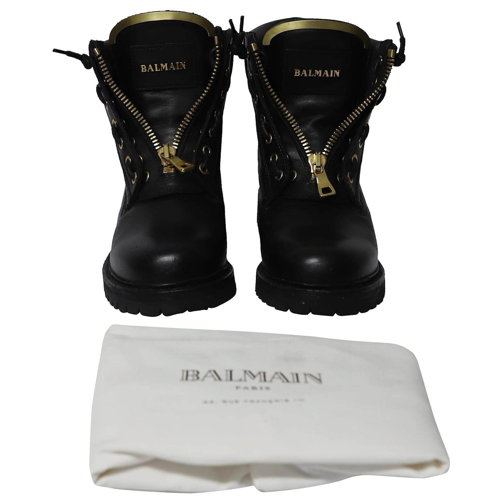 Balmain // Black & Gold-Tone Leather Taiga Boot – VSP Consignment