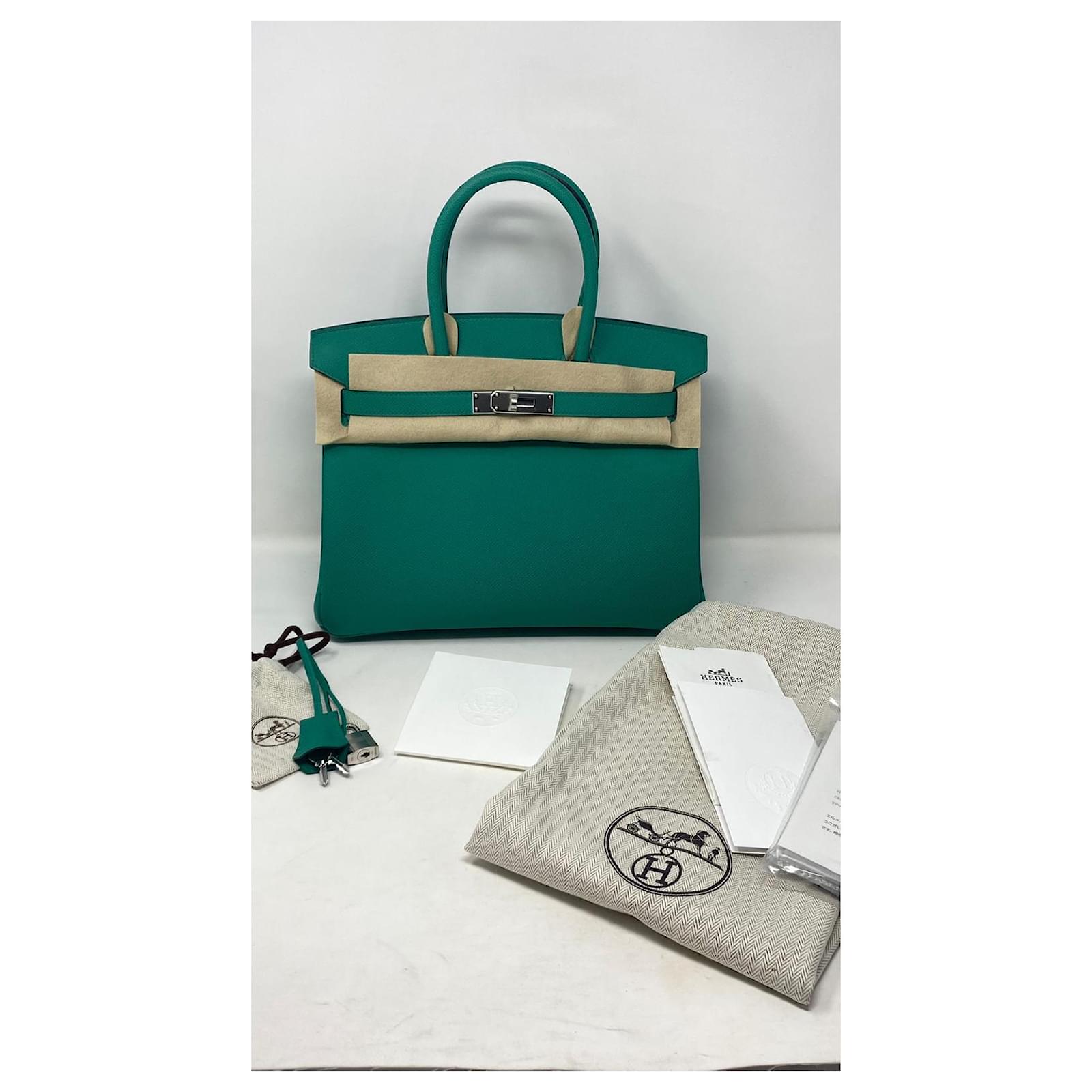 Hermès HERMES BIRKIN 30 EPSOM VERT JADE Green Leather ref.517513