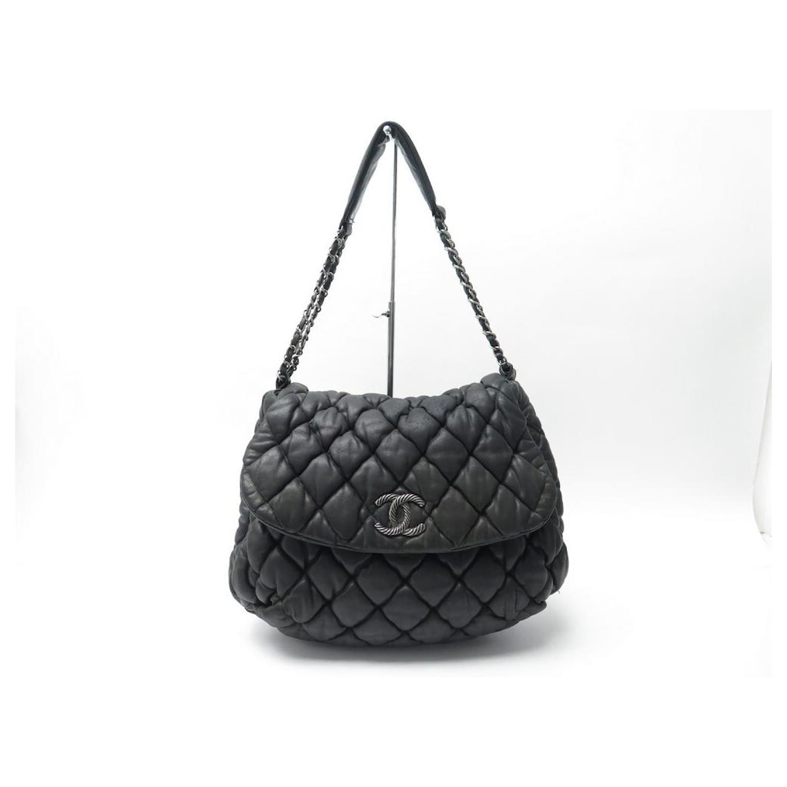 Chanel Black Quilted Glazed Leather Small Wavy Hobo Bag - Yoogi's
