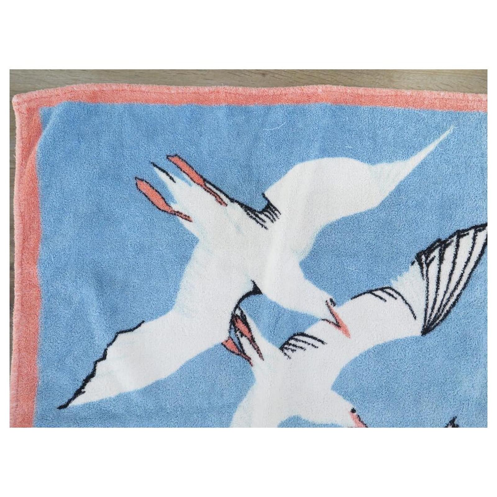 Serviette De Plage HERMES Paris - Coton Bleu Ciel - 150x93cm - État D'occasion
