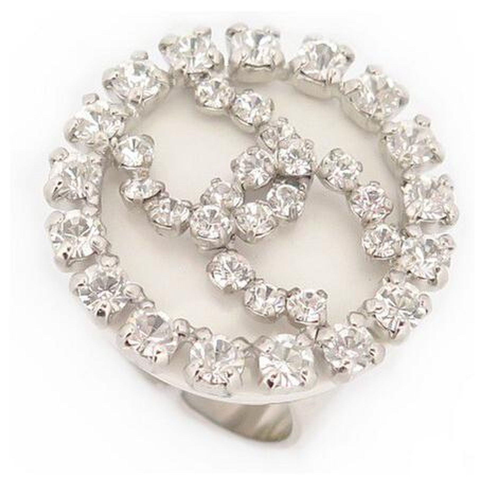 Bague Montre Maty Réglable - Métal Argenté Avec Strass - Référence V160 - Occasion